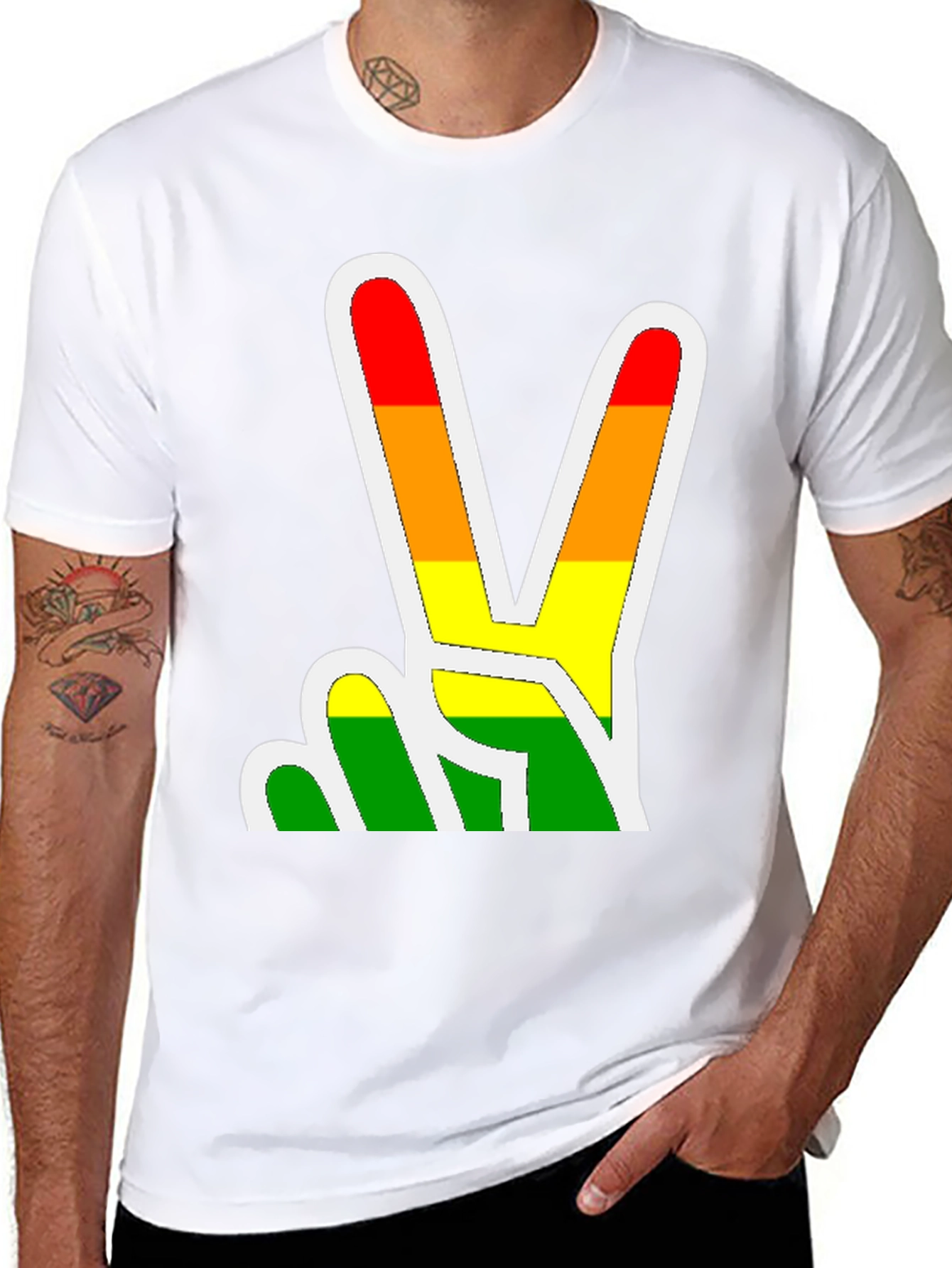 Rainbow Peace Sign Graphic Tee