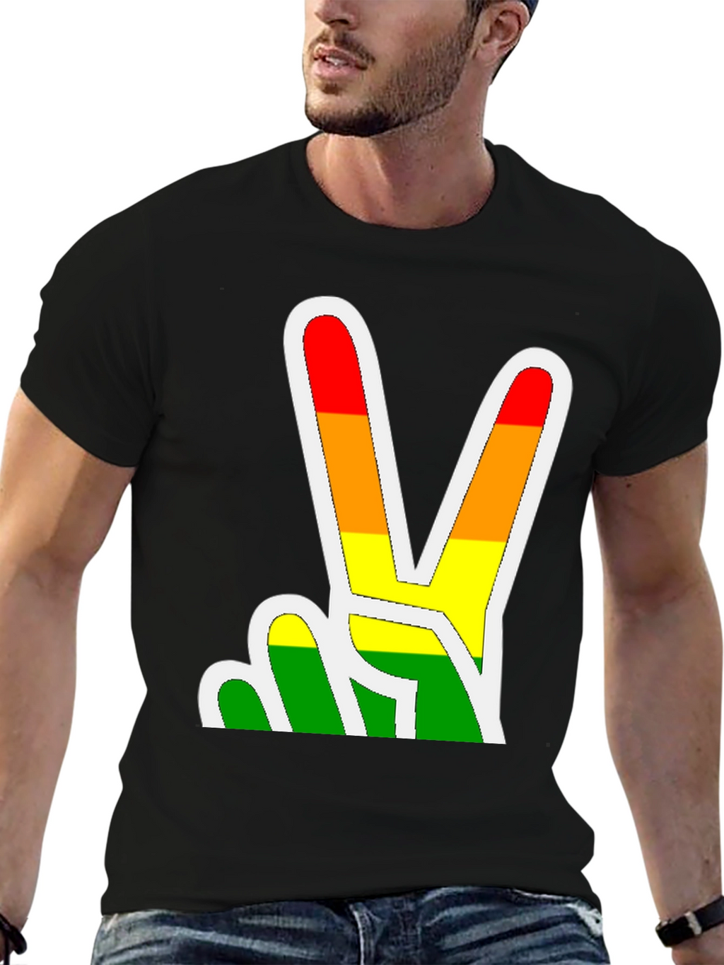 Rainbow Peace Sign Graphic Tee