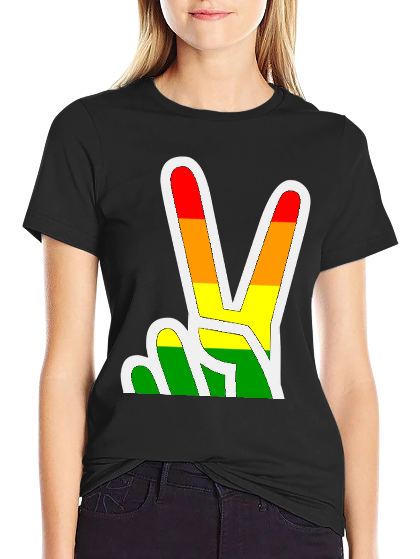 Rainbow Peace Sign Graphic Tee