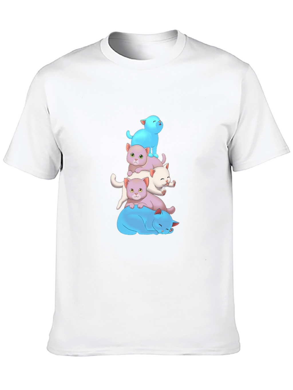 Cute Cats Stacked T-Shirt - Soft Cotton Blend
