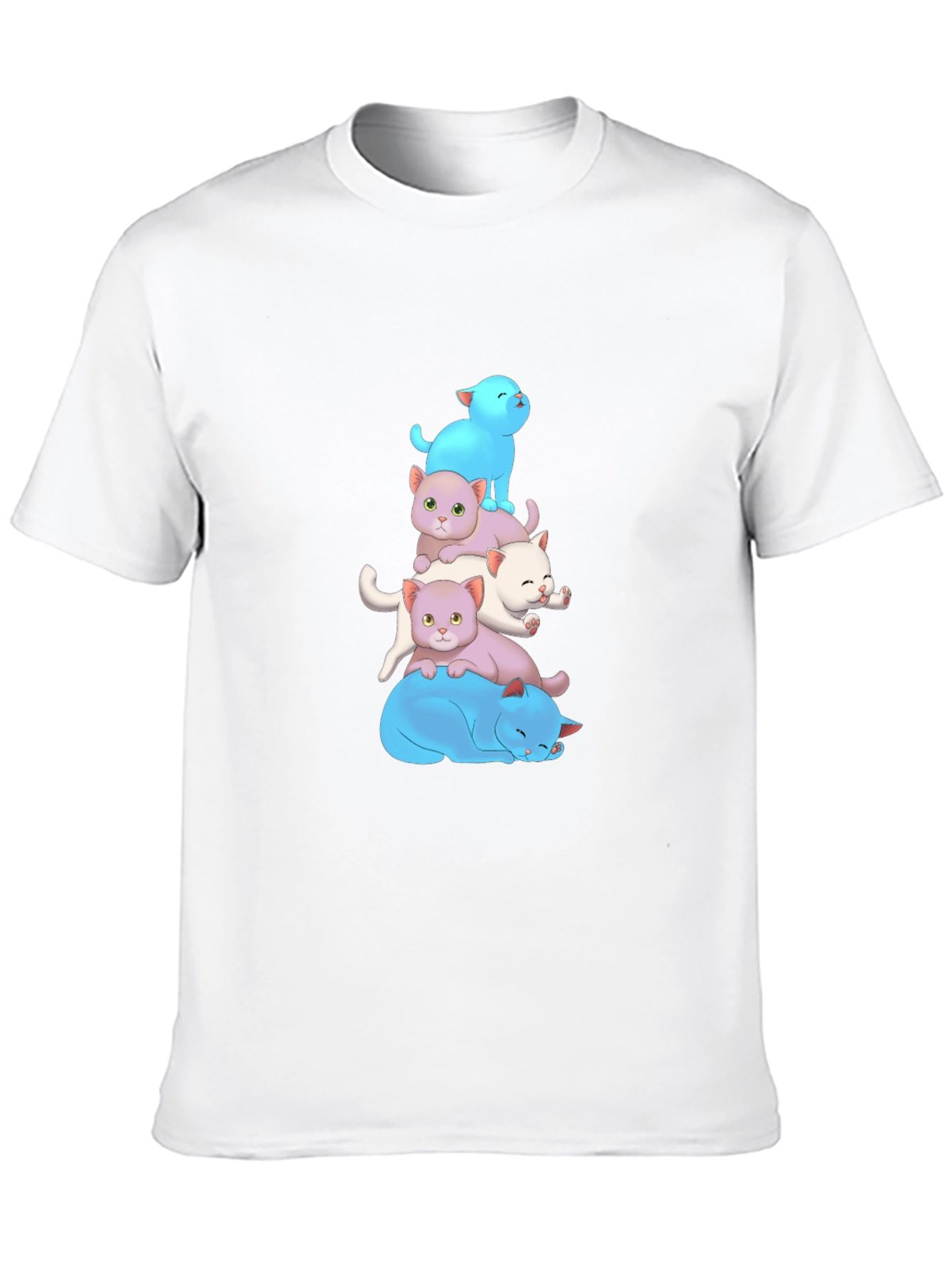 Cute Cats Stacked T-Shirt - Soft Cotton Blend