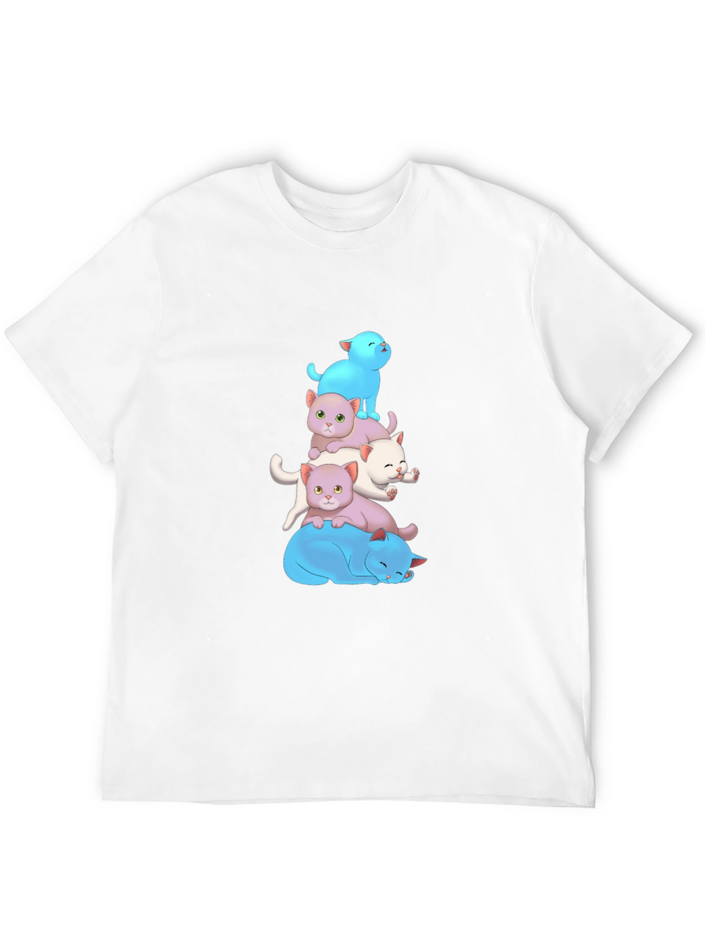 Cute Cats Stacked T-Shirt - Soft Cotton Blend