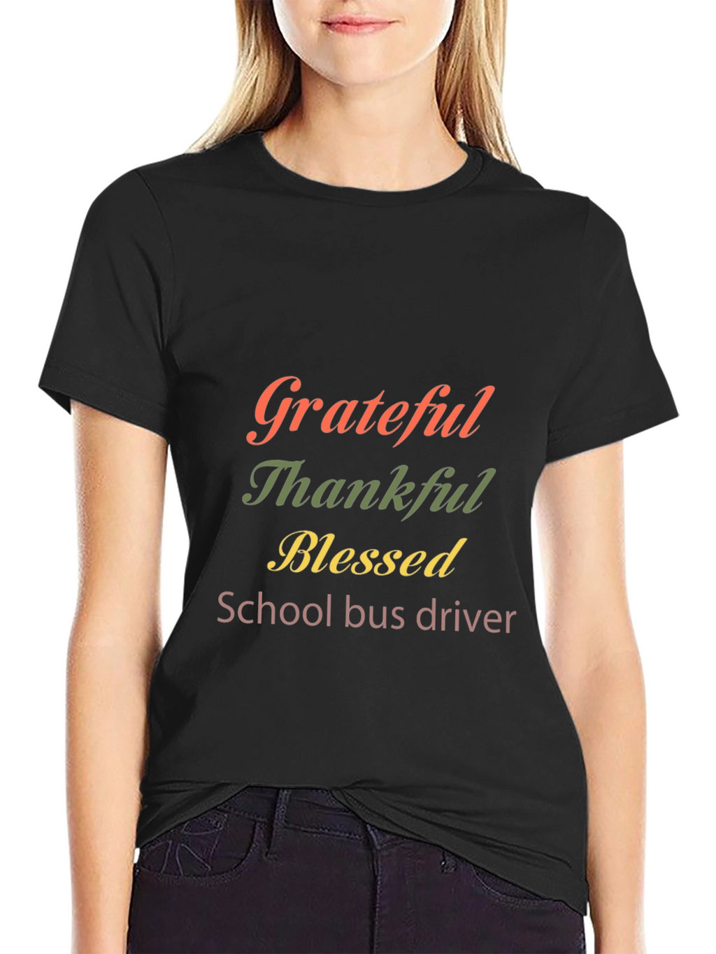 Grateful Thankful Blessed School Bus Driver T-Shirt