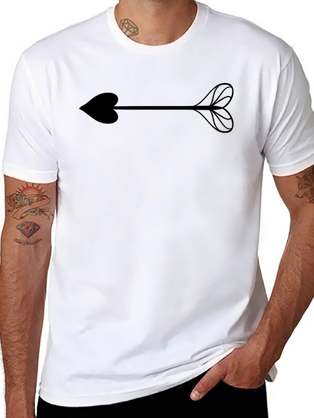 Black Arrow Heart Tee - Stylish & Unique