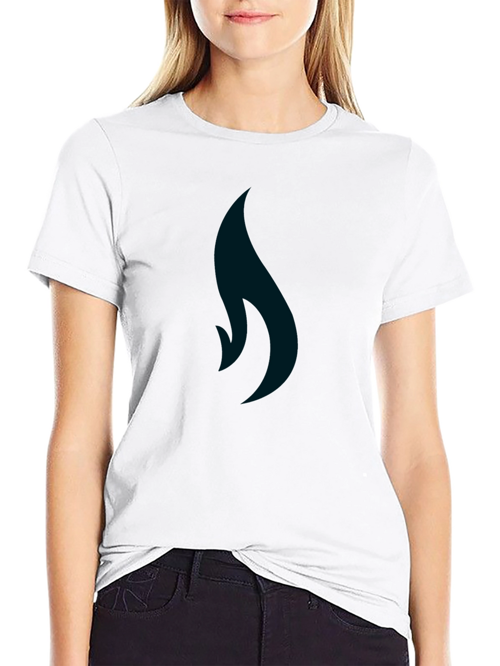 Black T-Shirt with Minimalist Flame Graphic
