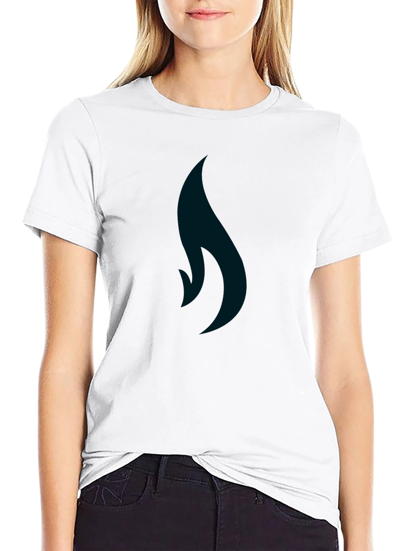 Black T-Shirt with Minimalist Flame Graphic