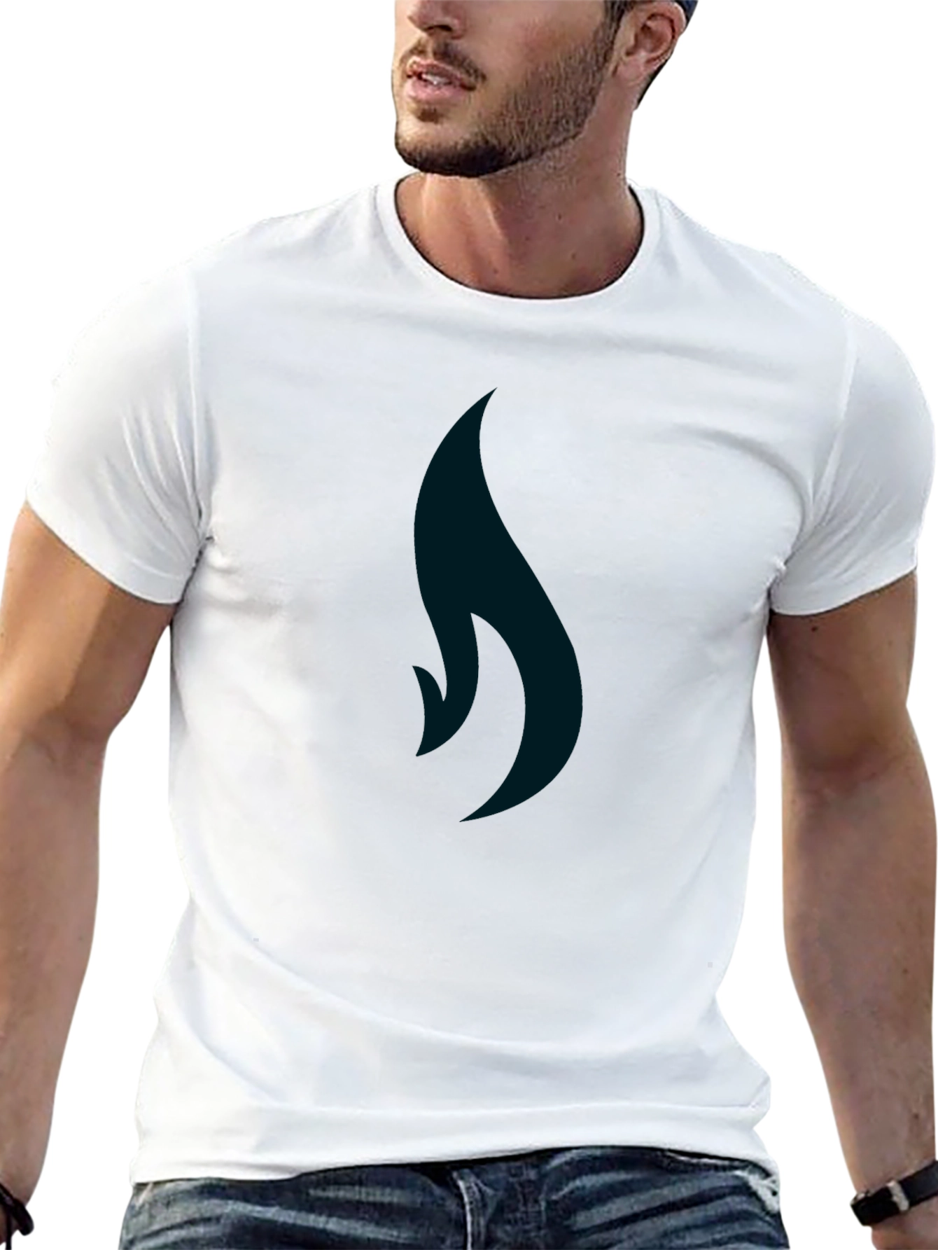 Black T-Shirt with Minimalist Flame Graphic