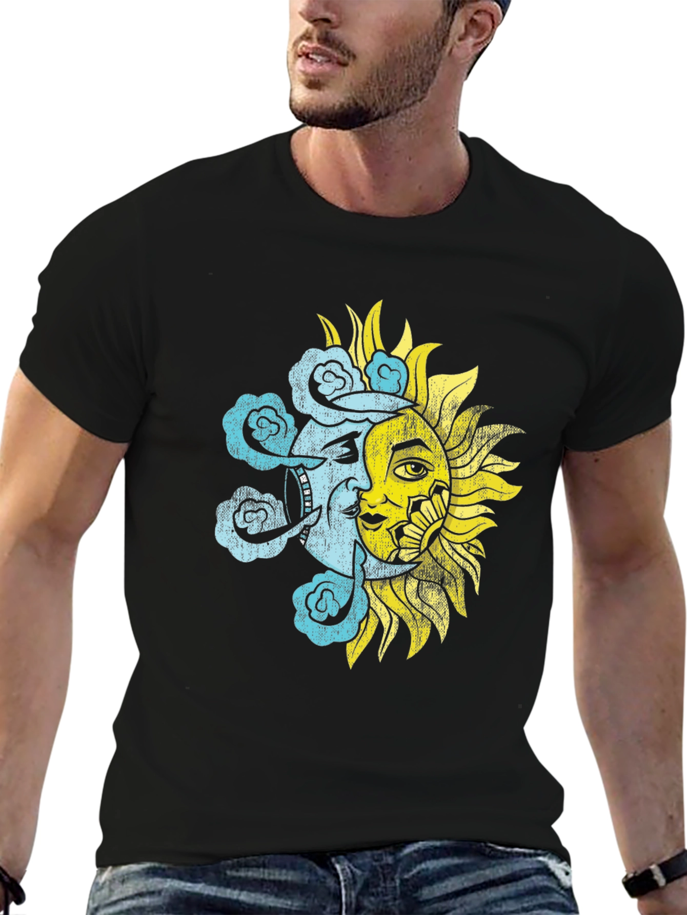 Celestial Sun & Moon Graphic T-Shirt