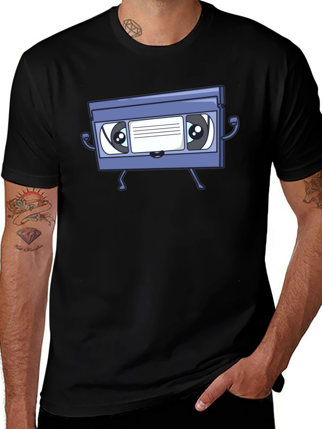 Retro VHS Tape Character Graphic T-Shirt