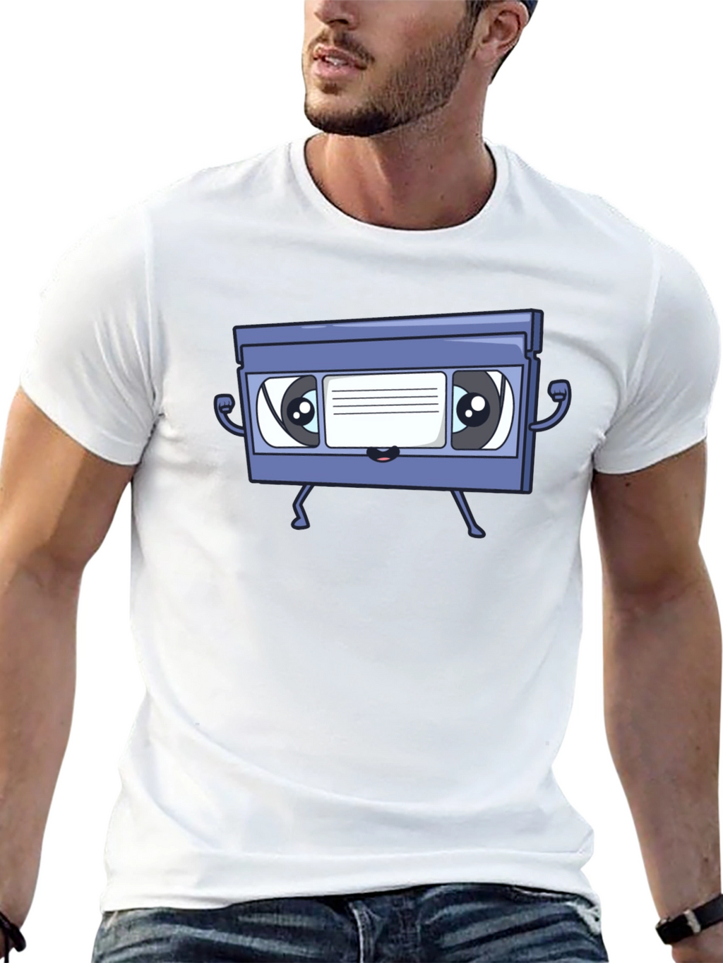 Retro VHS Tape Character Graphic T-Shirt