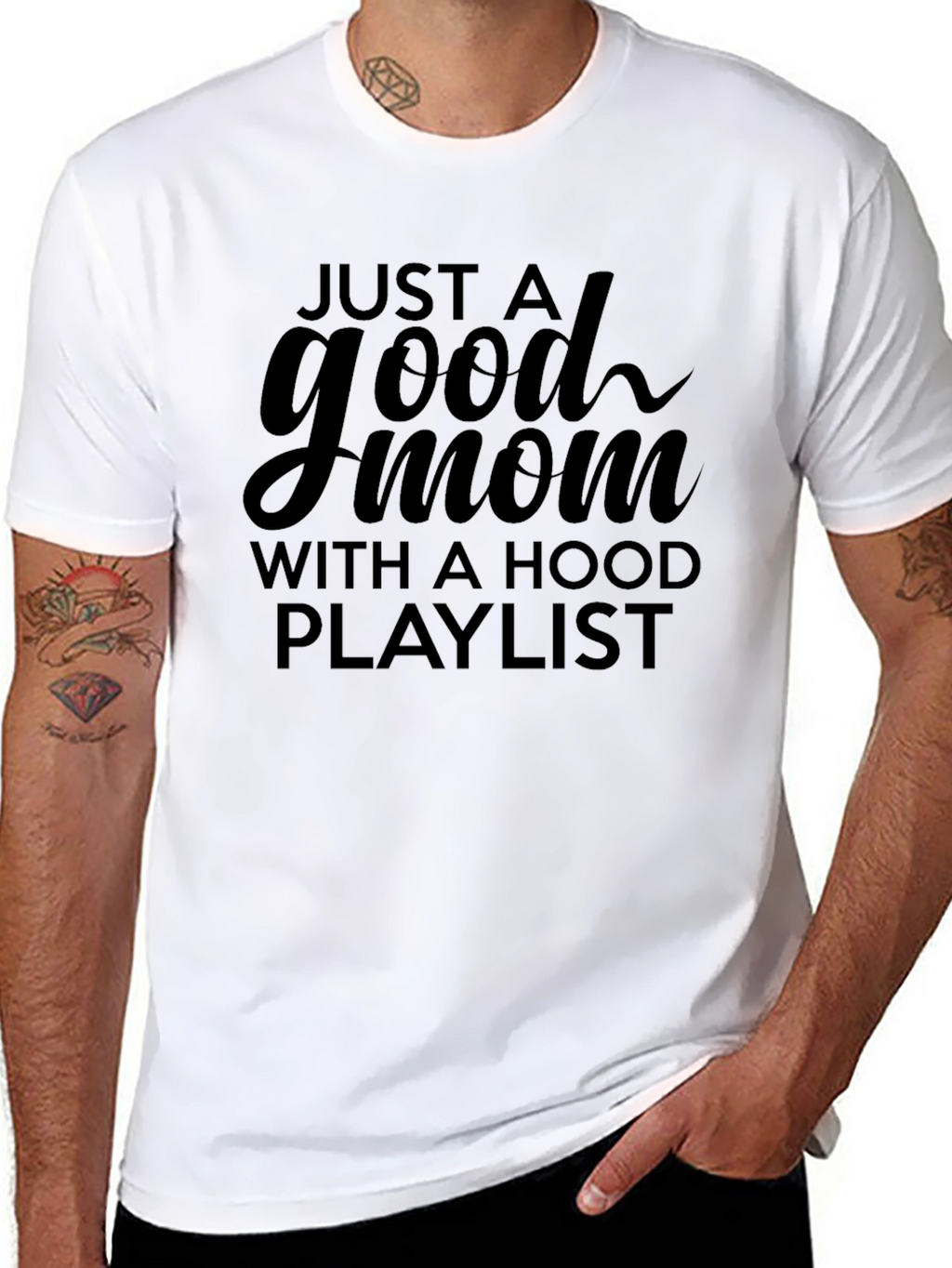 Good Mom with a Hood Playlist T-Shirt