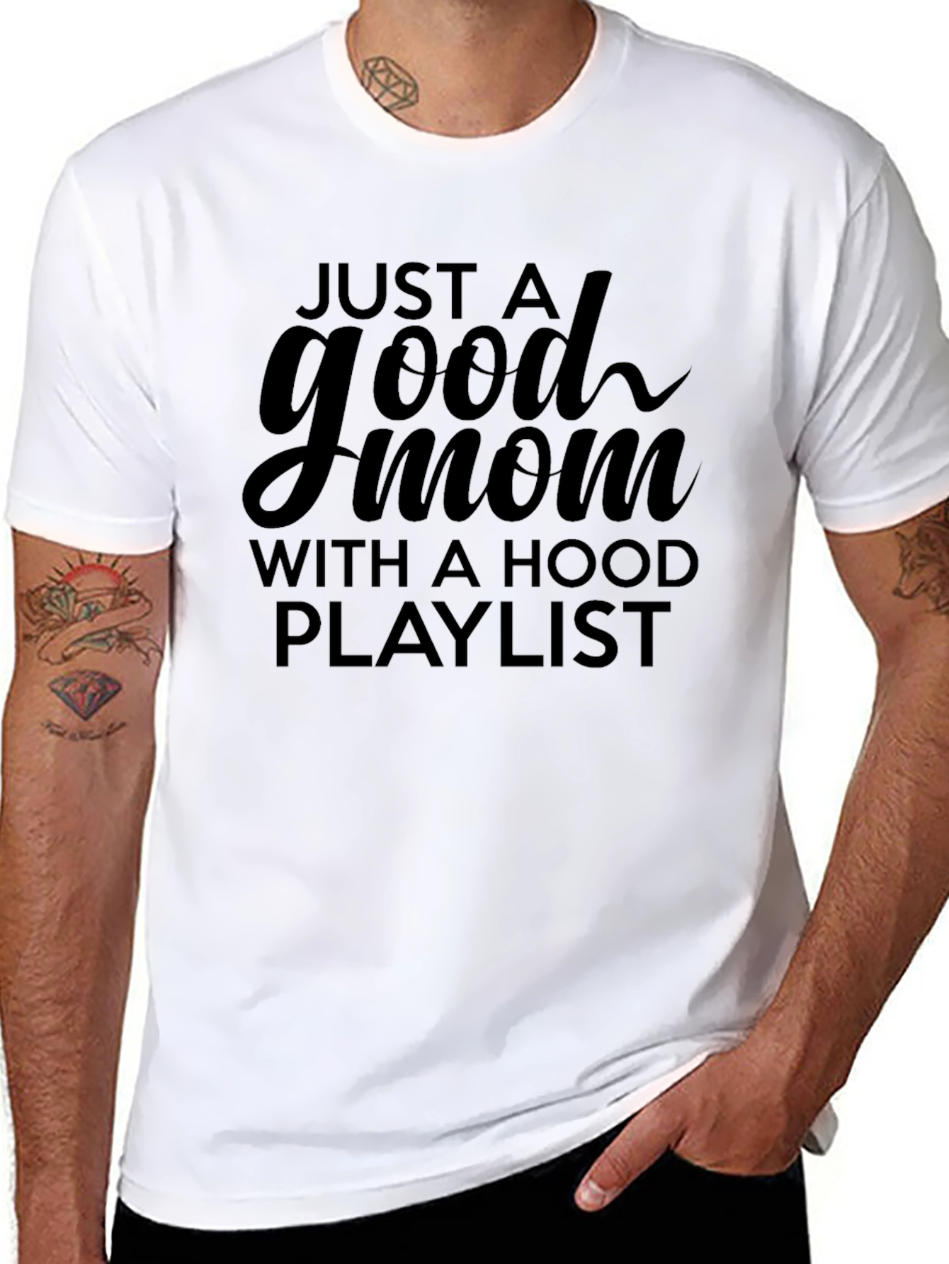 Good Mom with a Hood Playlist T-Shirt