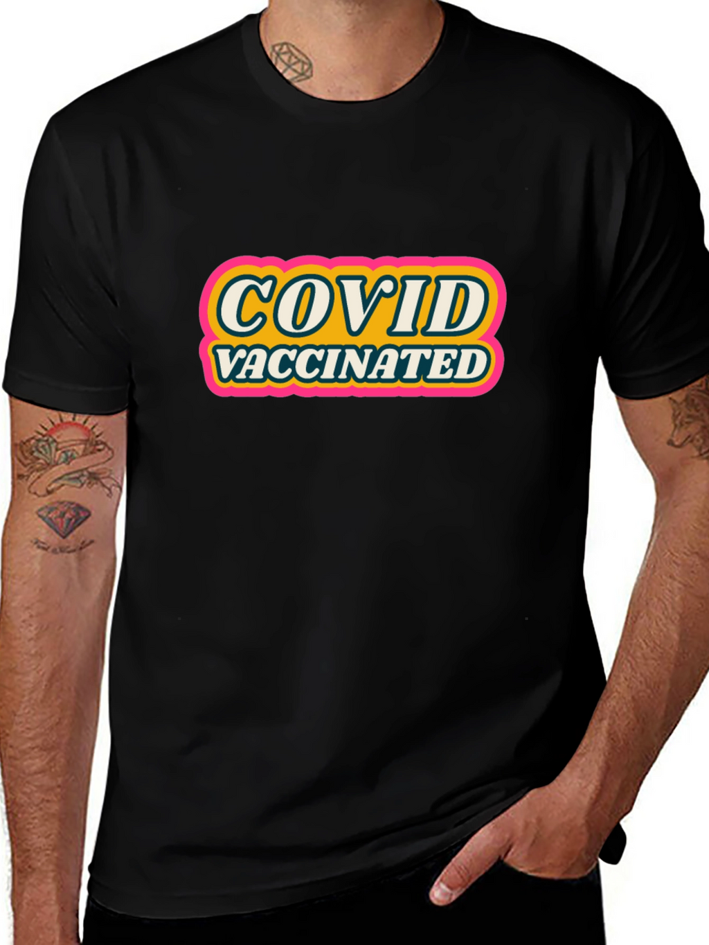 COVID Vaccinated Graphic Tee - Black