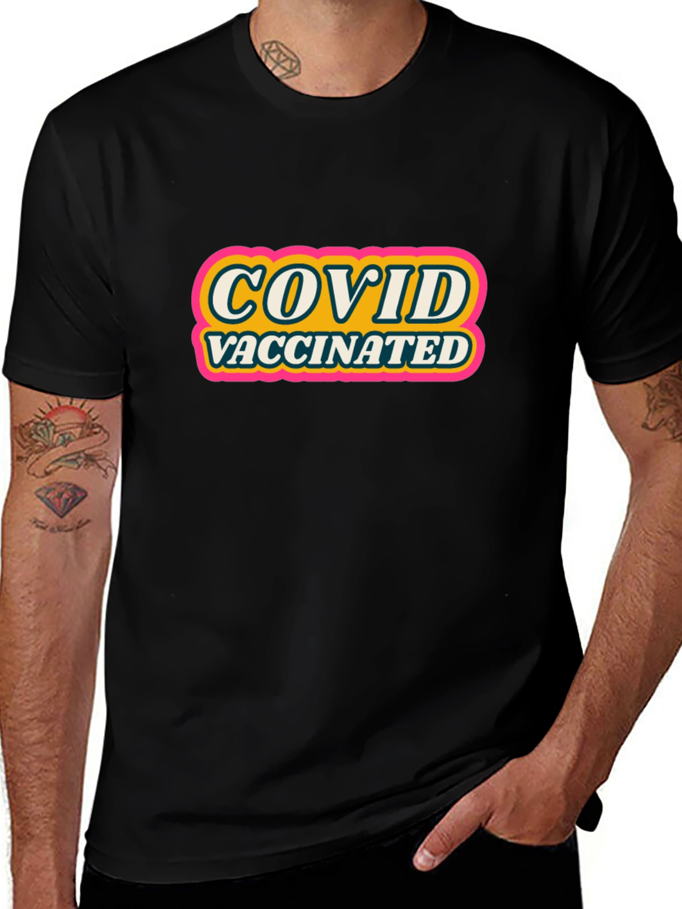 COVID Vaccinated Graphic Tee - Black