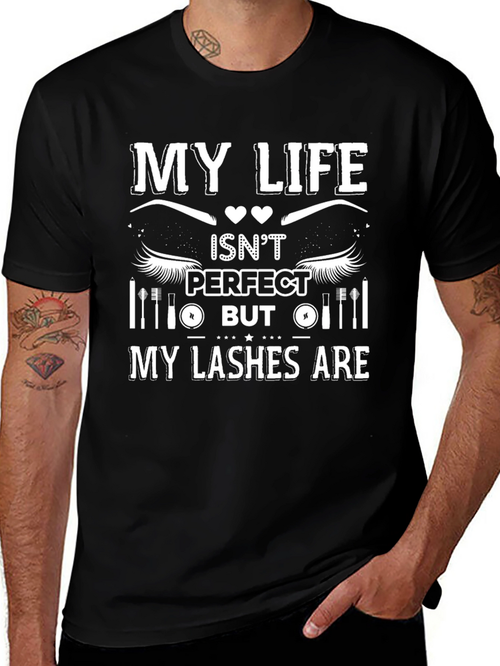 My Lashes Are Perfect Black Graphic T-Shirt