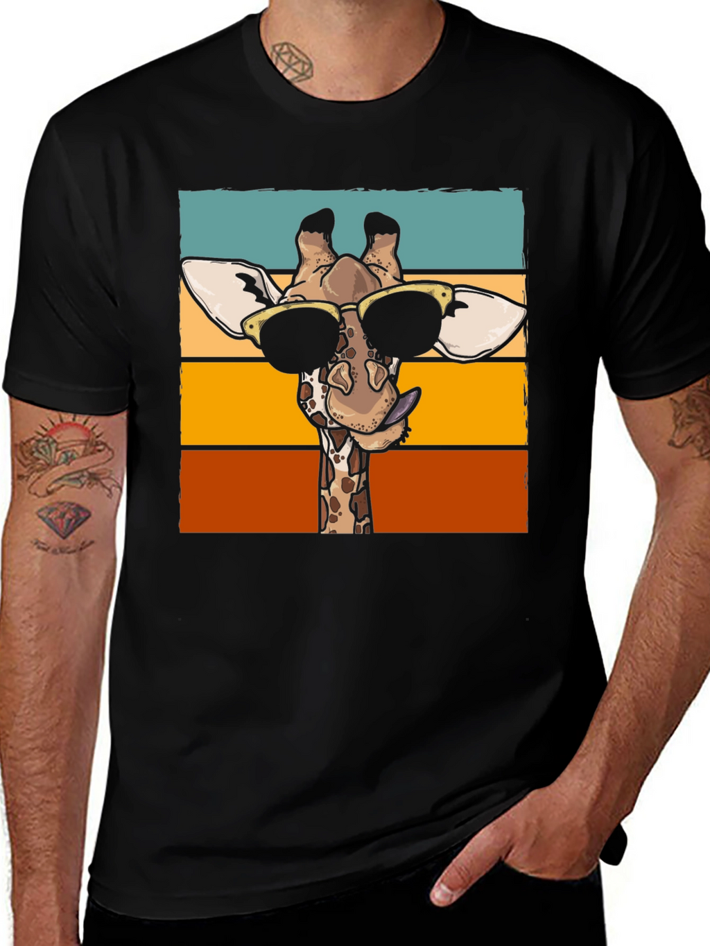 Cool Giraffe Graphic T-Shirt - Black