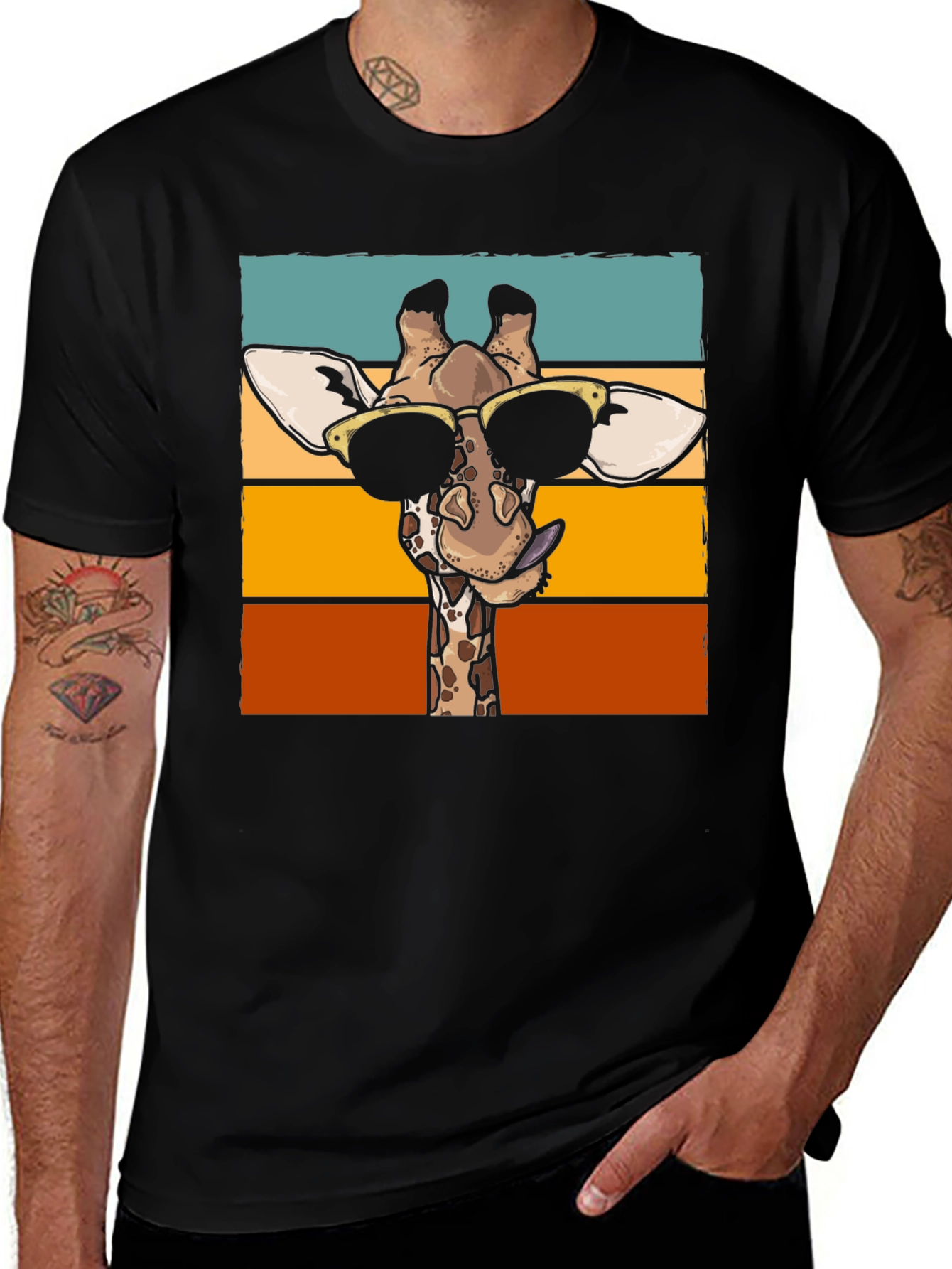 Cool Giraffe Graphic T-Shirt - Black