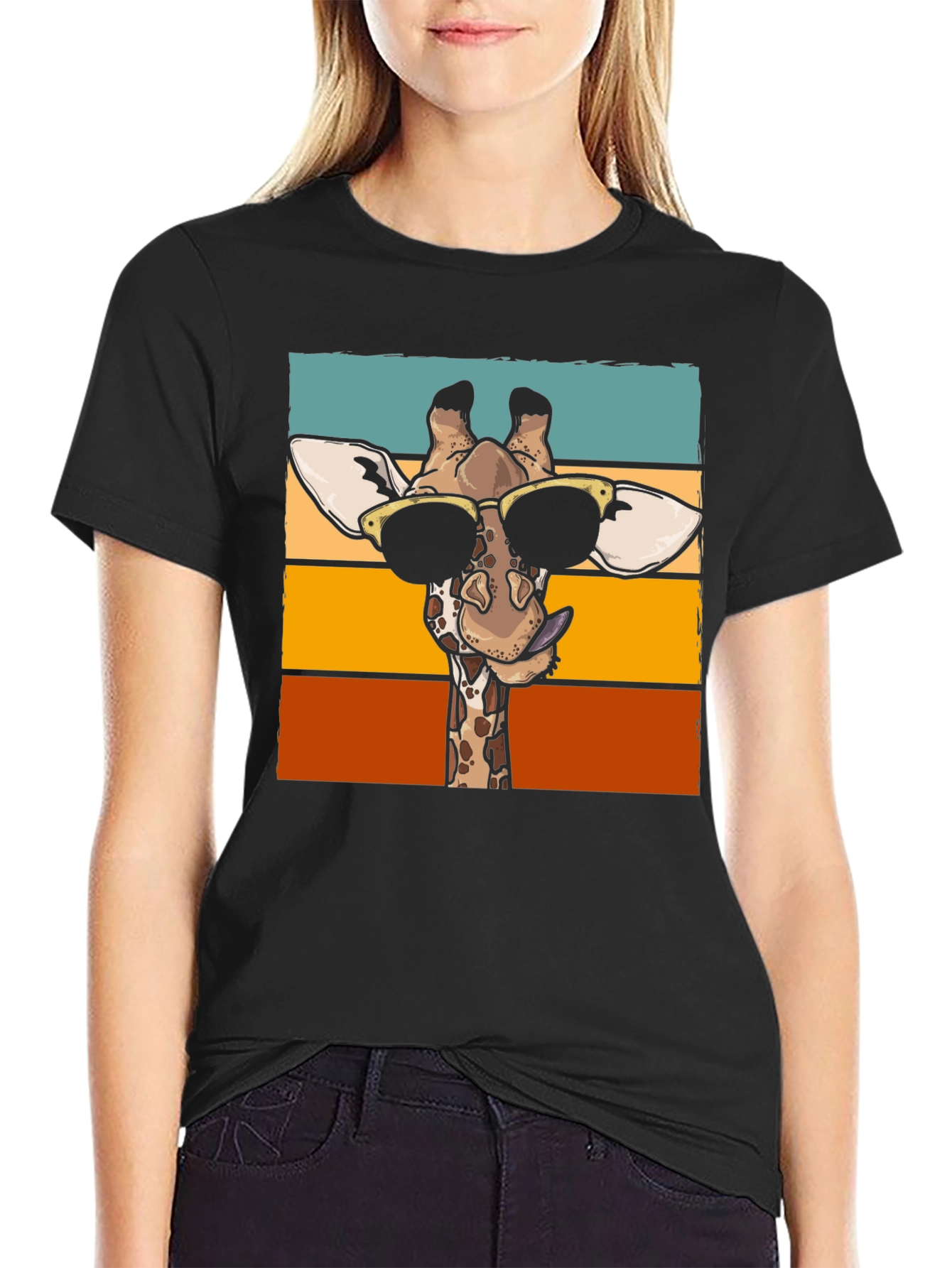 Cool Giraffe Graphic T-Shirt - Black