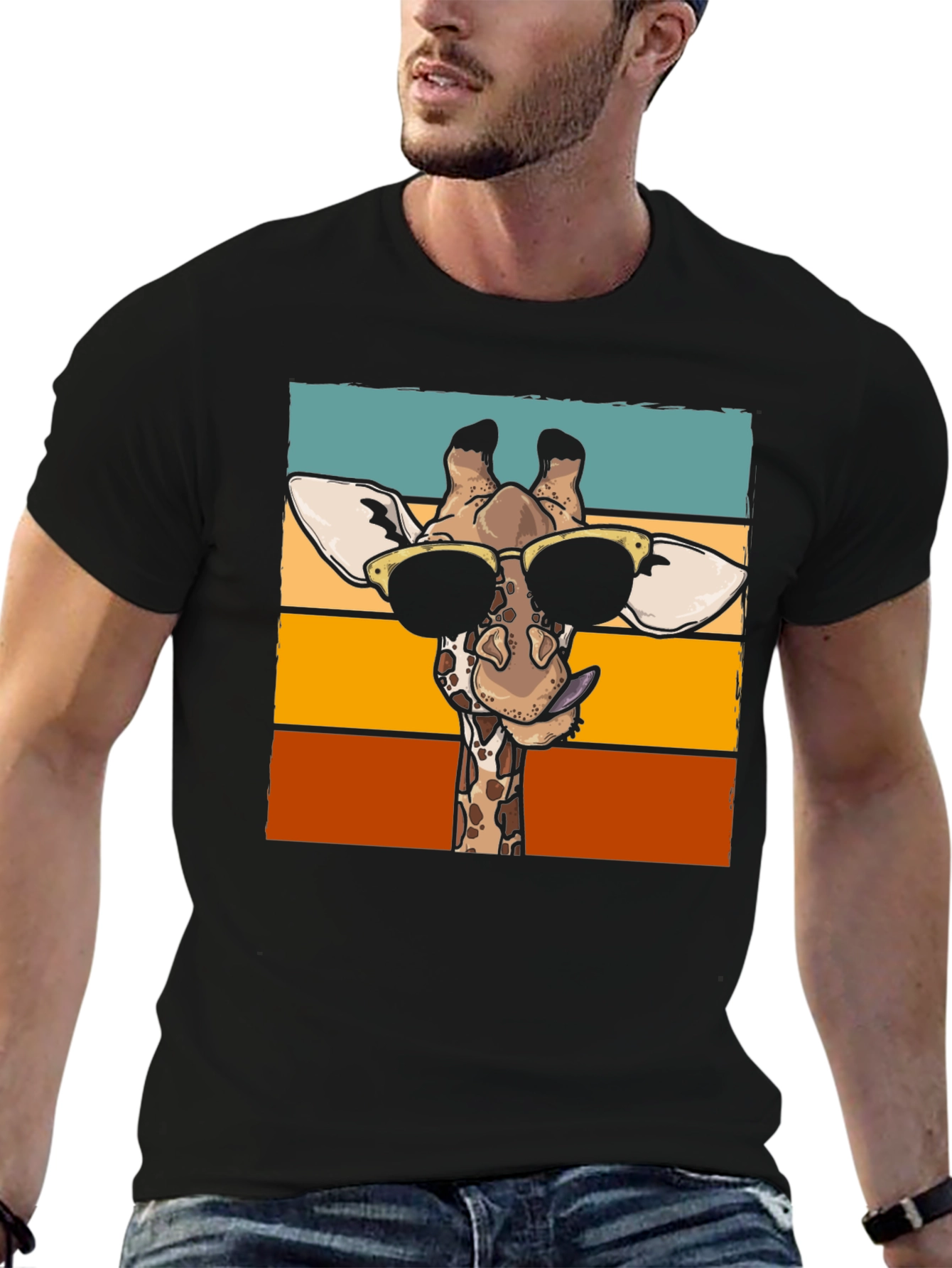 Cool Giraffe Graphic T-Shirt - Black