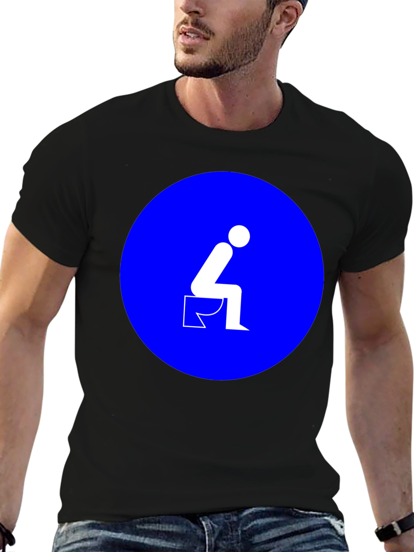 Toilet Humor Graphic Tee - Black Cotton T-Shirt