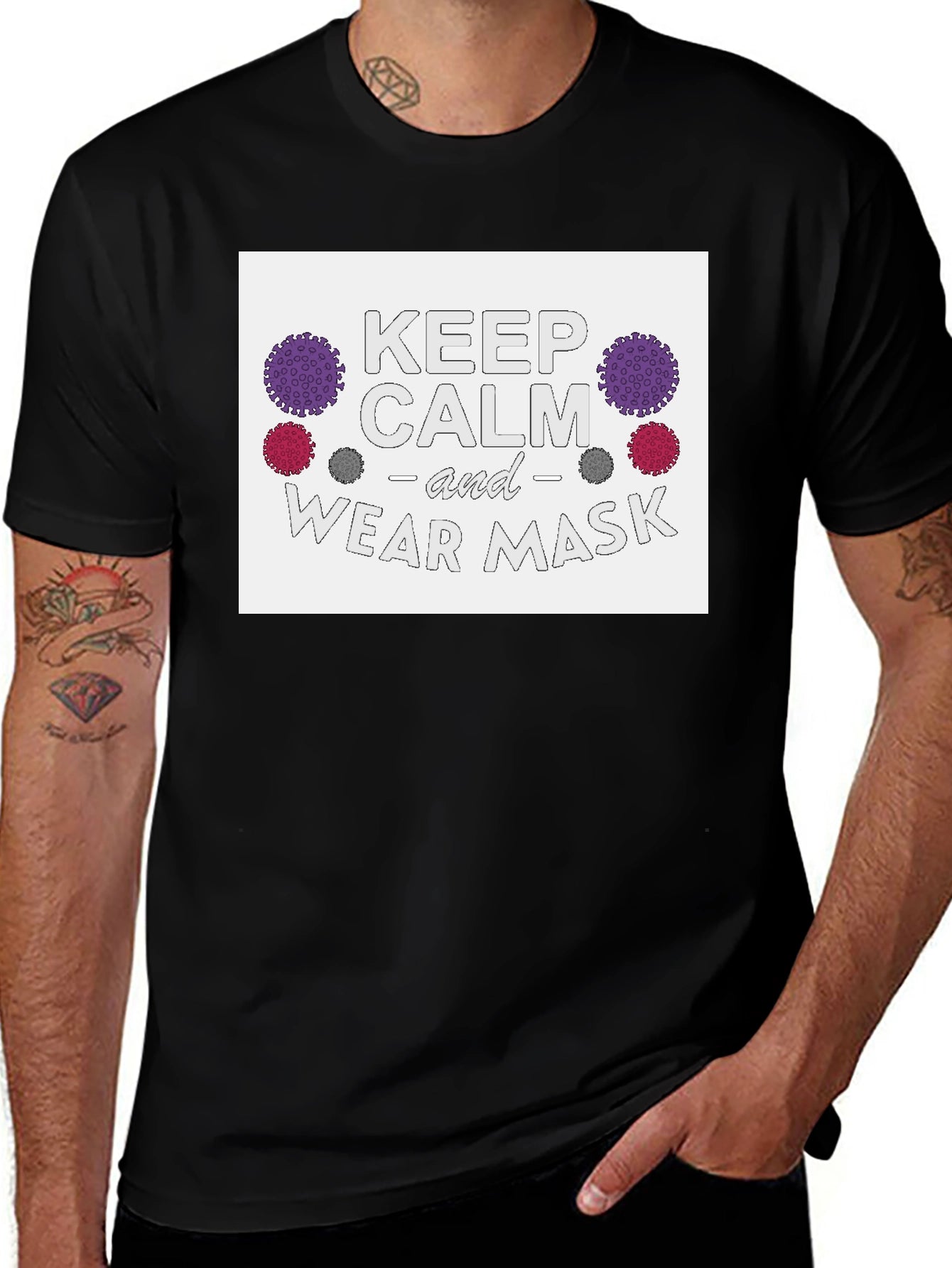 Keep Calm & Wear Mask Black T-Shirt