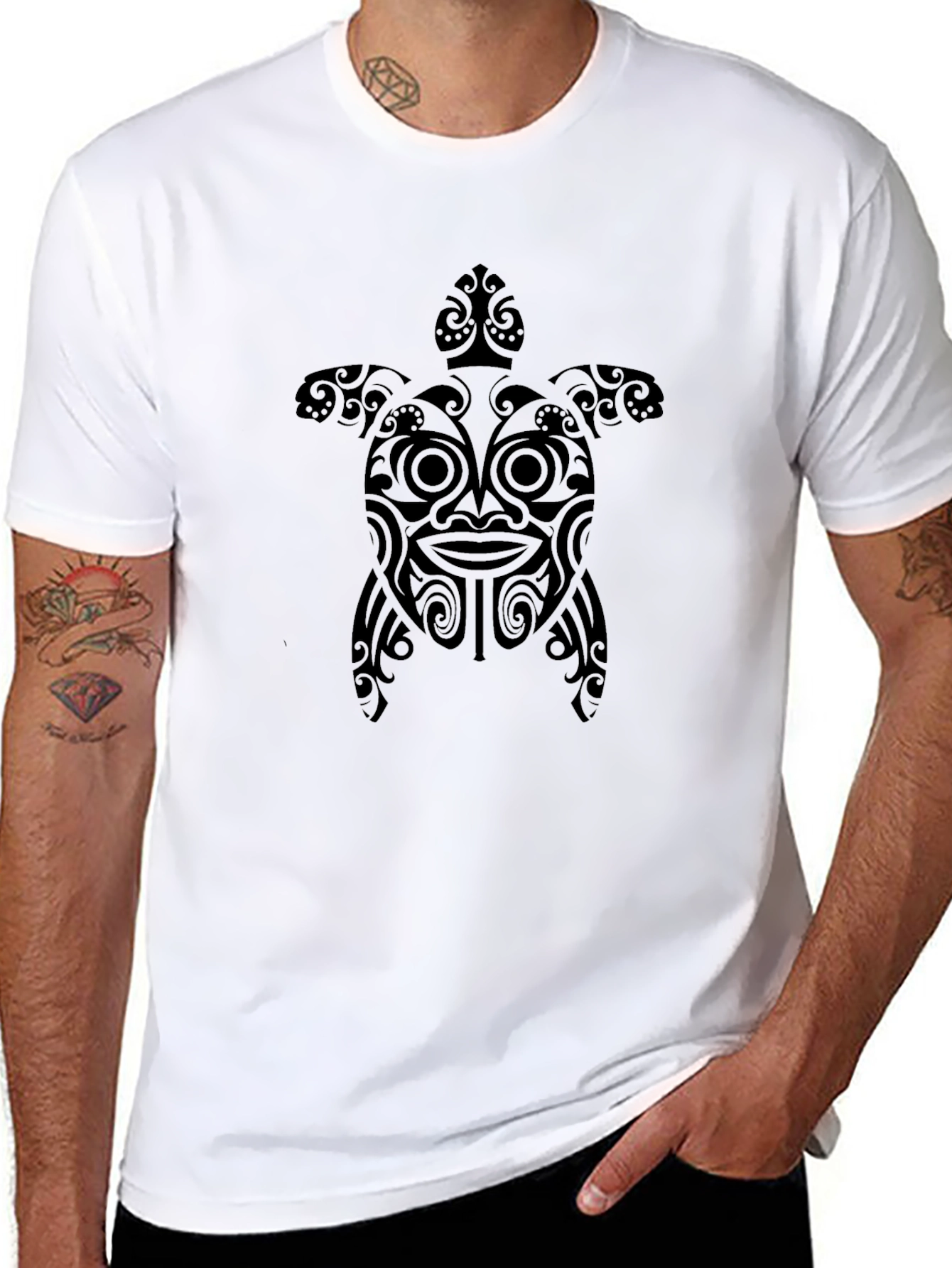 Tribal Turtle Graphic Tee - Black