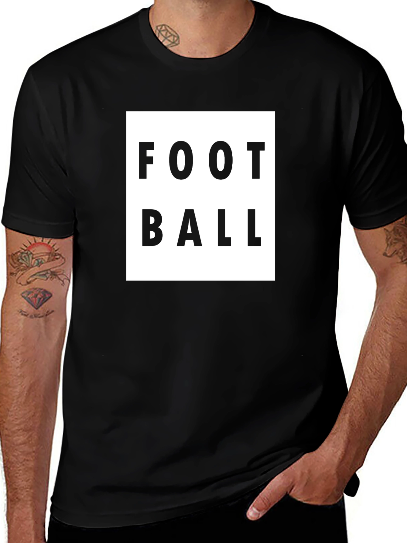 Football Graphic Tee - Black Cotton Shirt