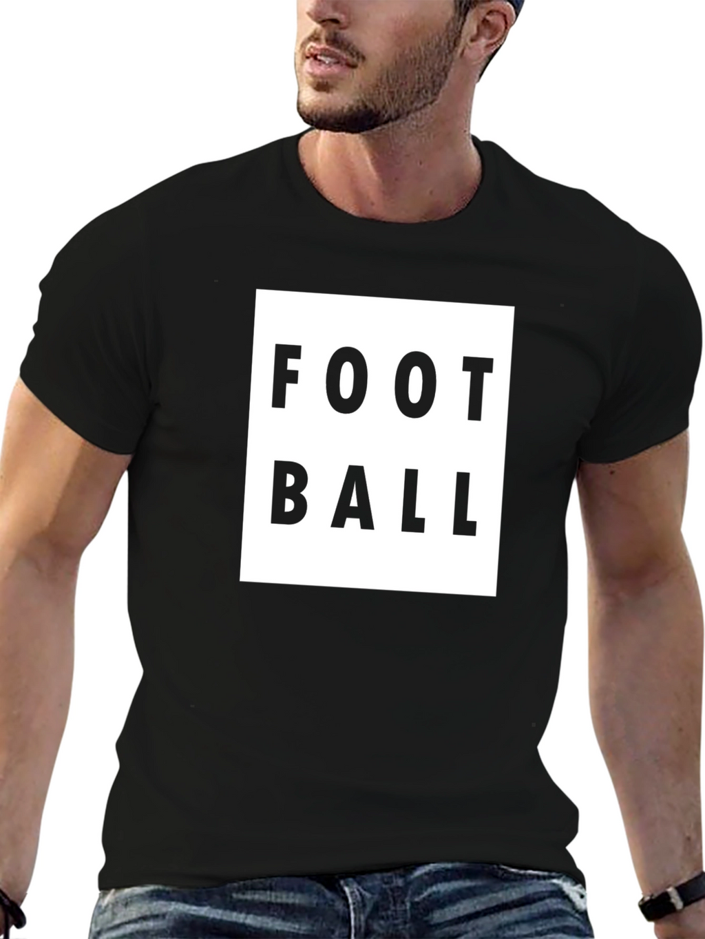Football Graphic Tee - Black Cotton Shirt