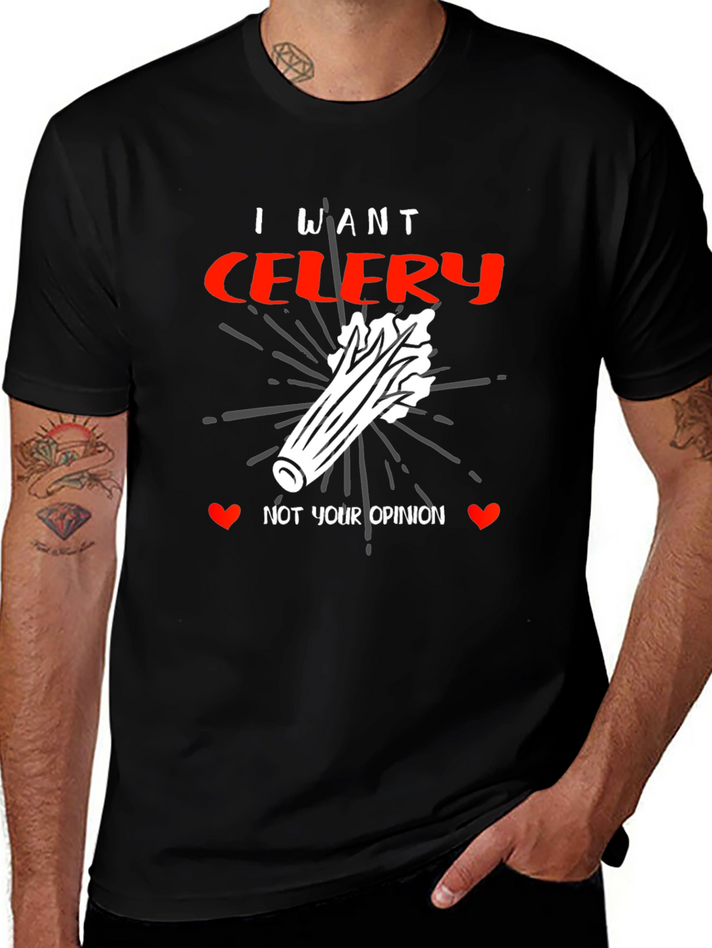 I Want Celery Graphic Tee - Funny Foodie Shirt