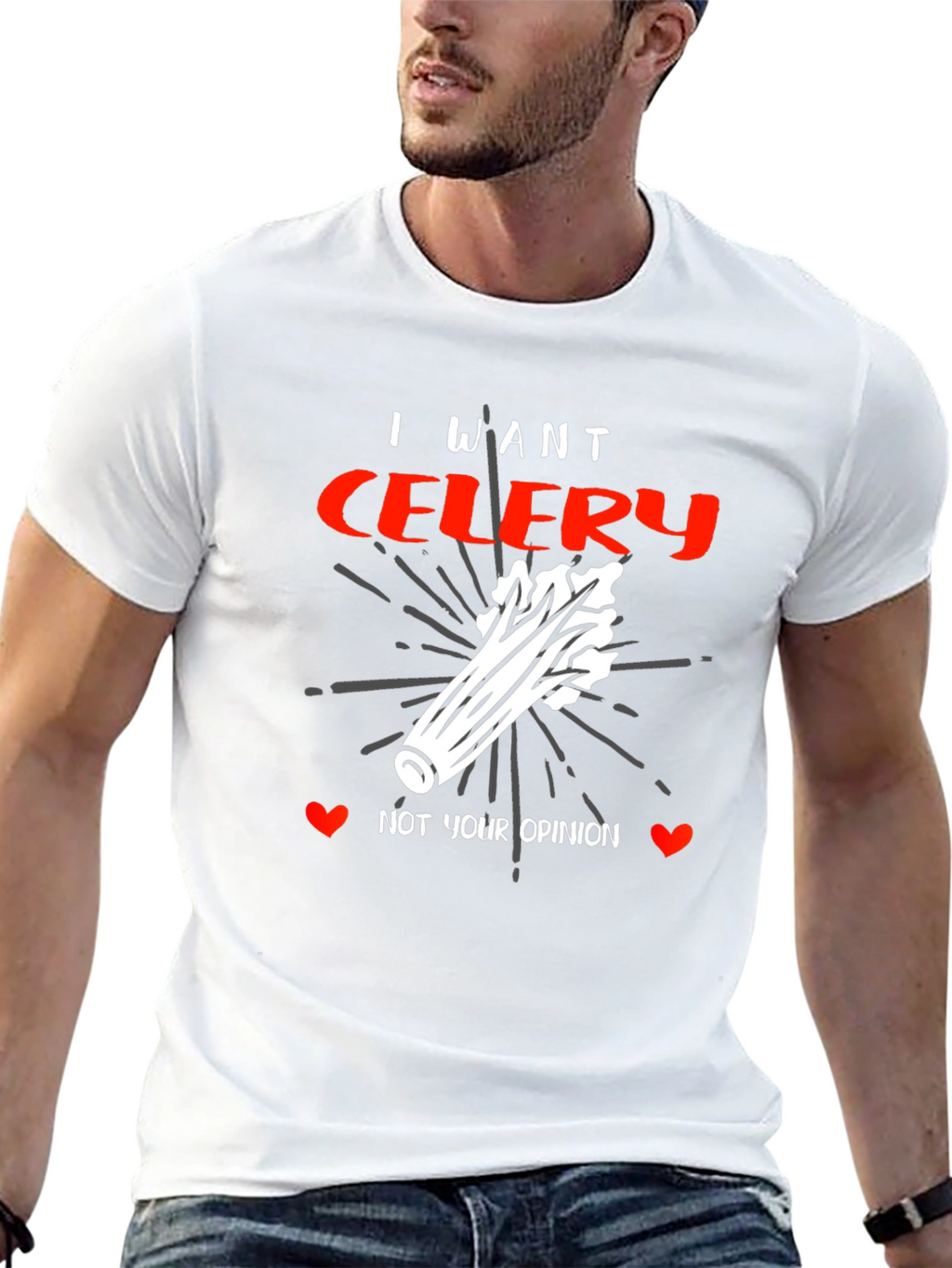 I Want Celery Graphic Tee - Funny Foodie Shirt