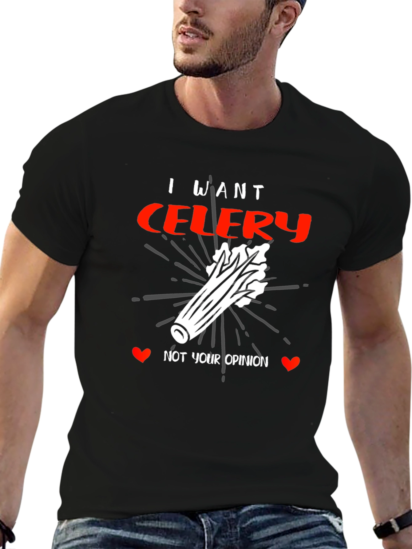 I Want Celery Graphic Tee - Funny Foodie Shirt