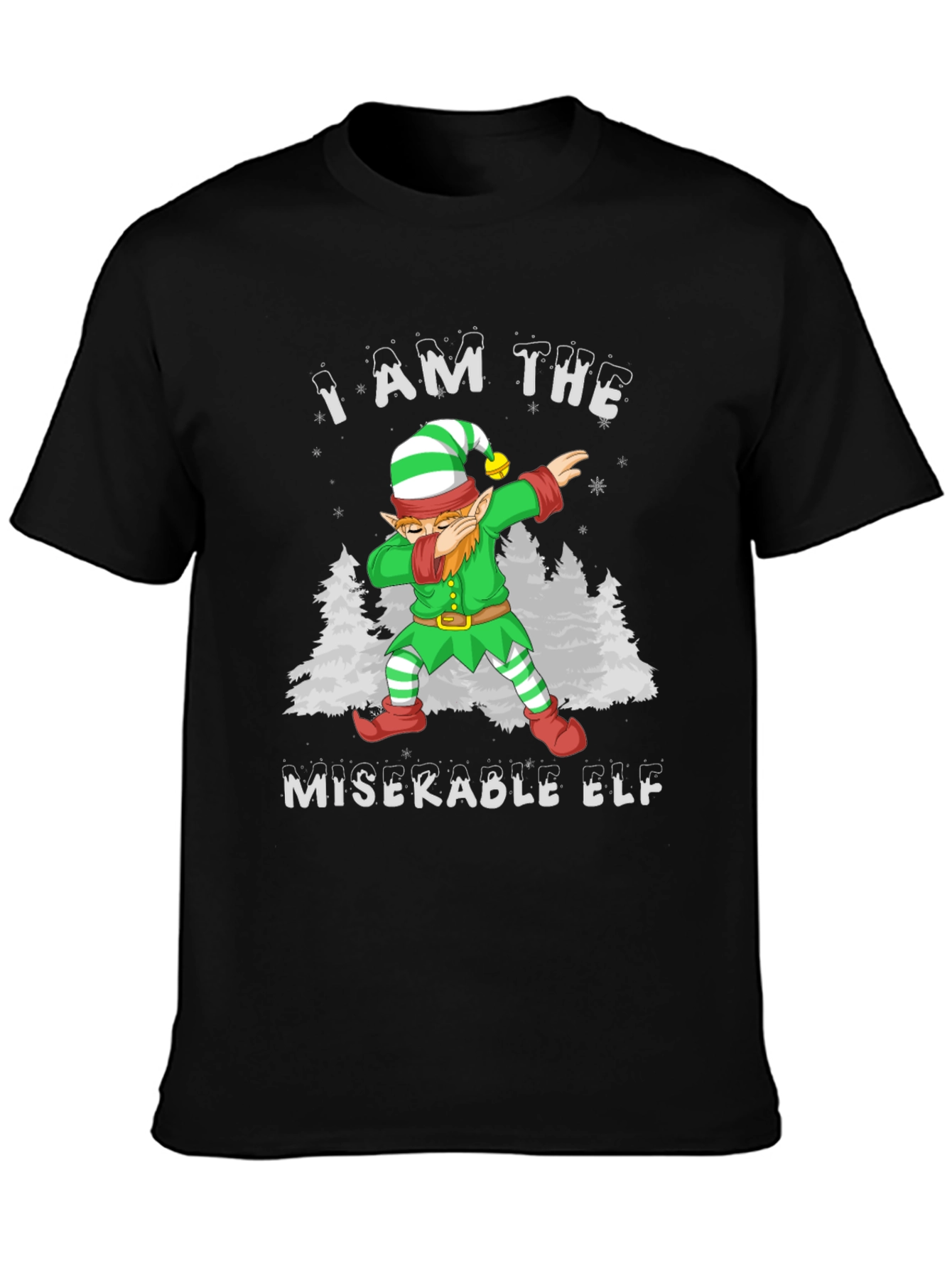 Miserable Elf Dabbing Graphic T-Shirt - Christmas Holiday Tee