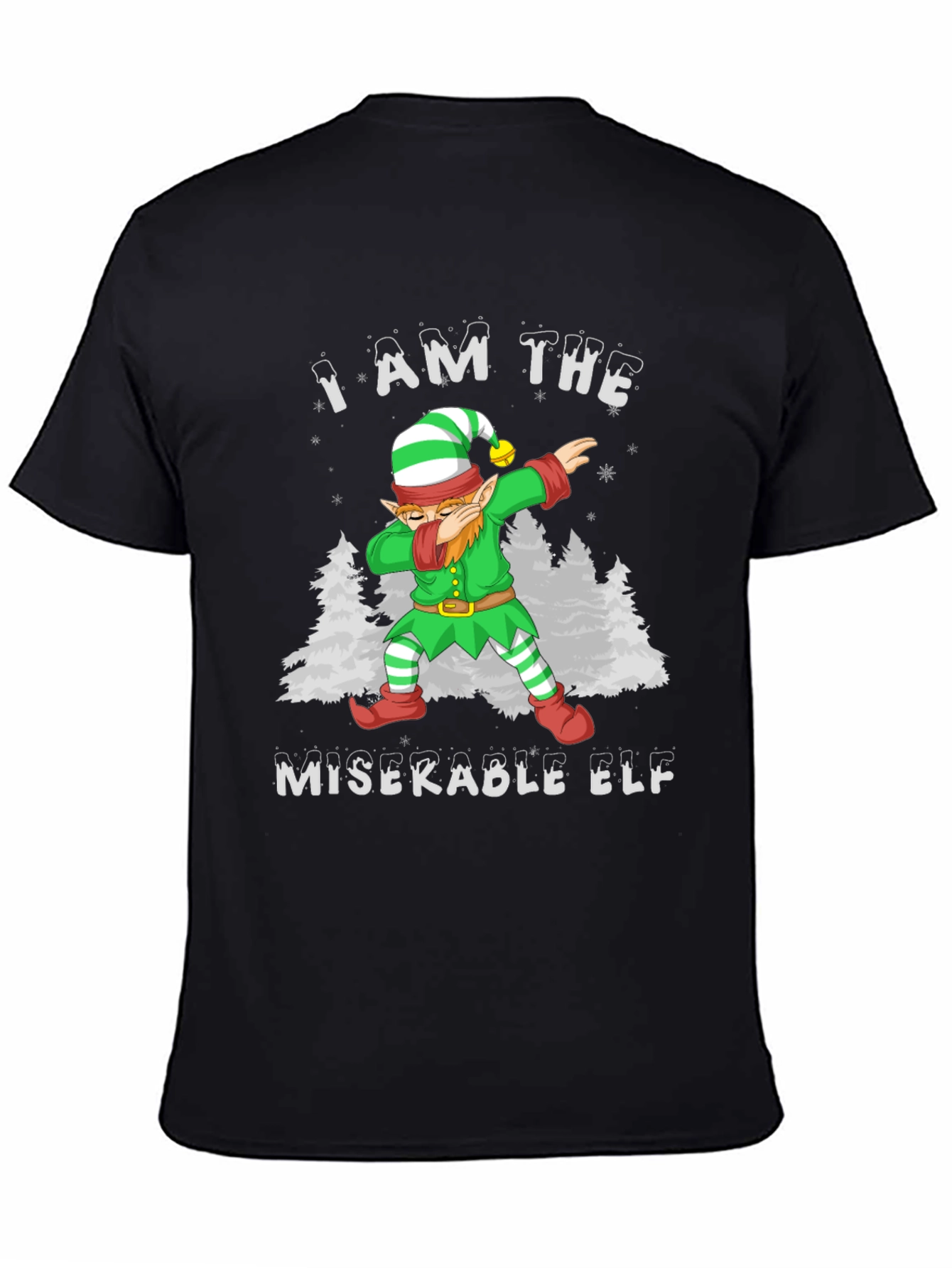 Miserable Elf Dabbing Graphic T-Shirt - Christmas Holiday Tee