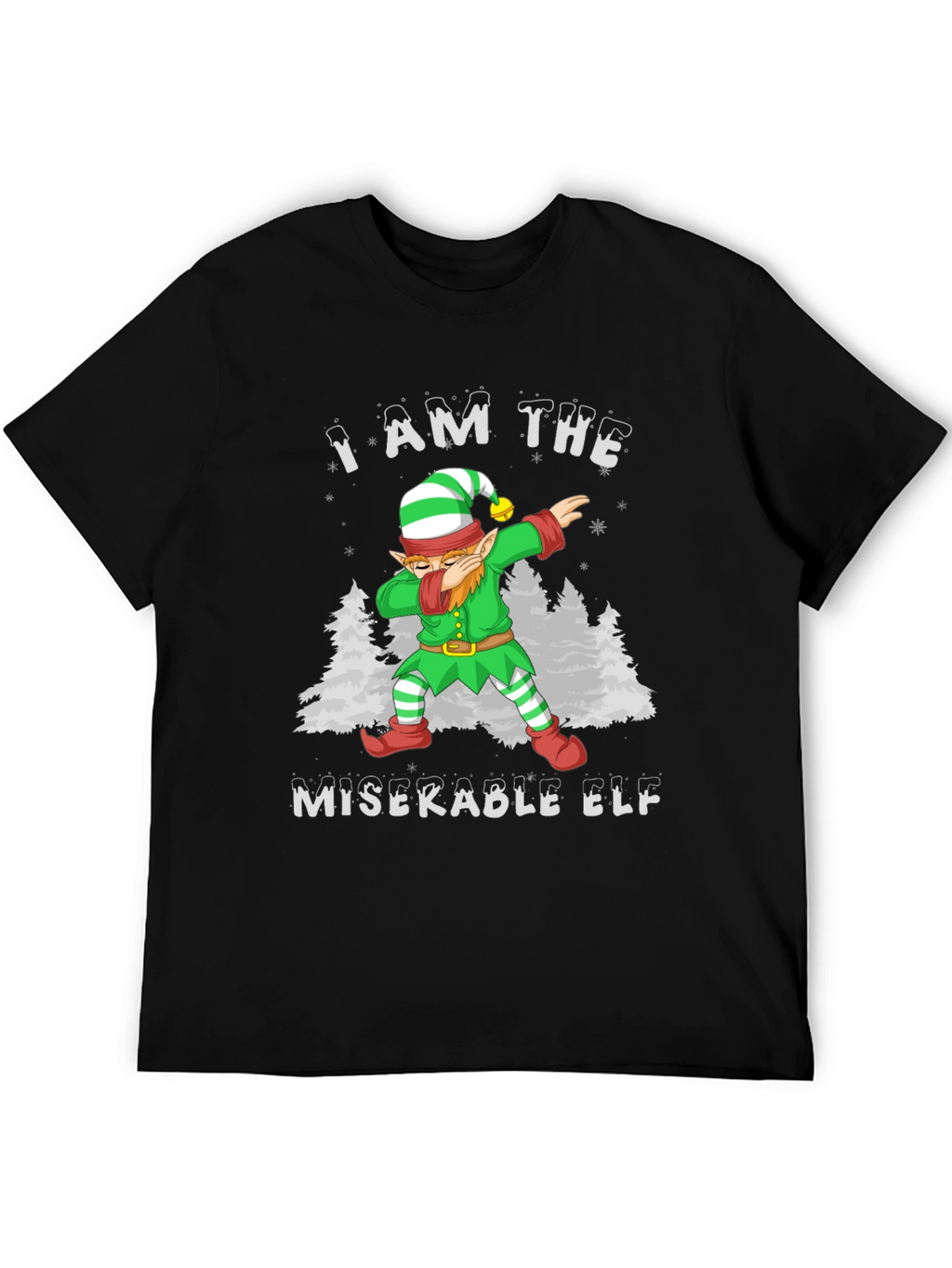 Miserable Elf Dabbing Graphic T-Shirt - Christmas Holiday Tee