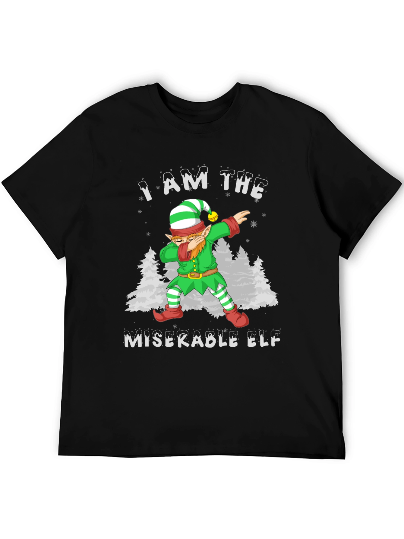 Miserable Elf Dabbing Graphic T-Shirt - Christmas Holiday Tee