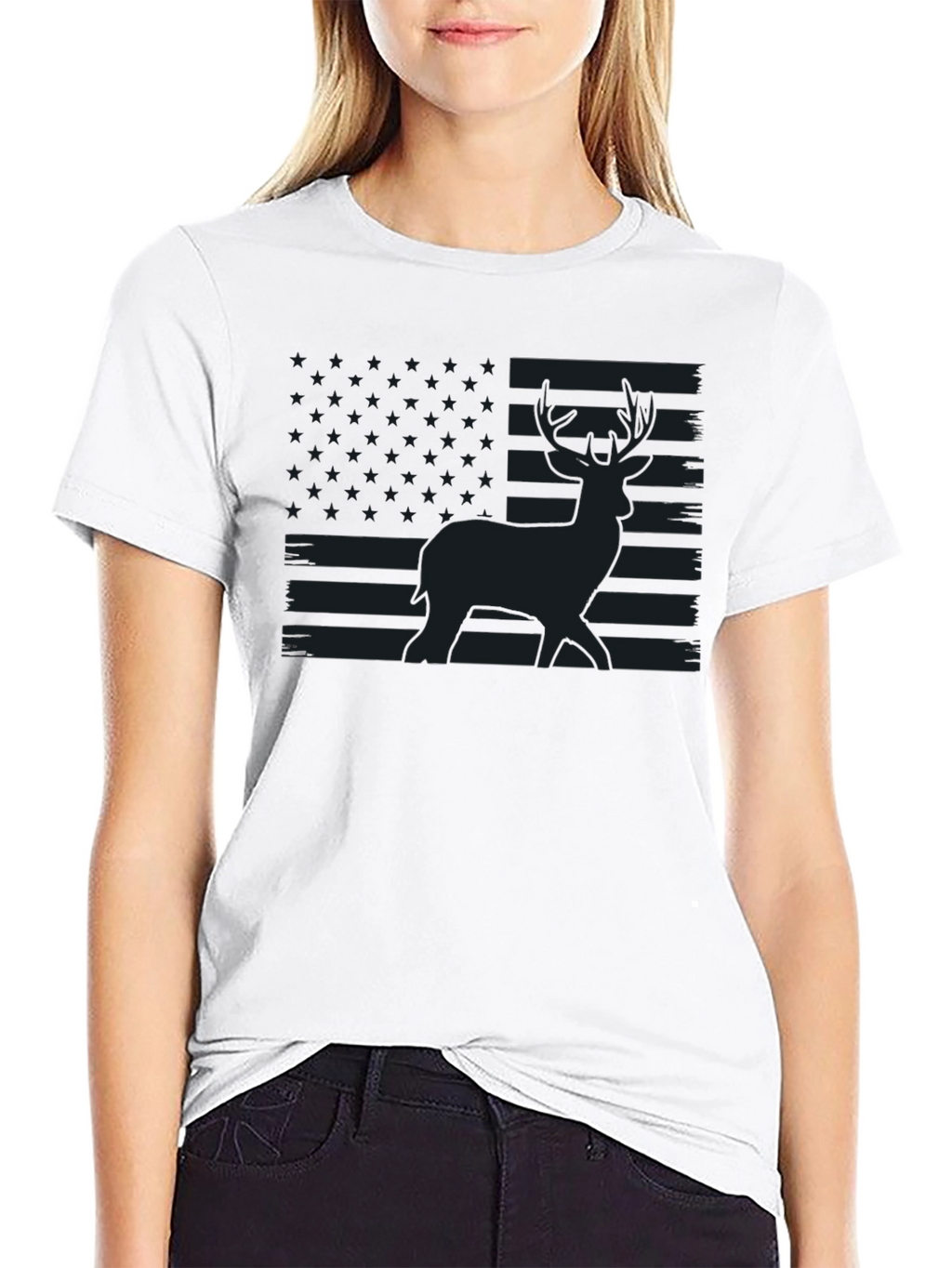 Deer American Flag Graphic T-Shirt