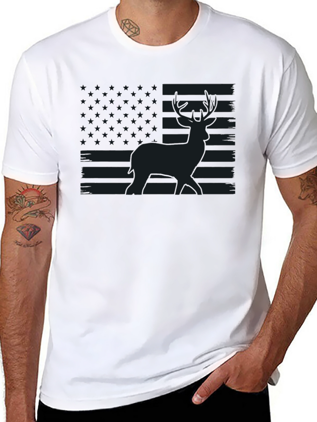 Deer American Flag Graphic T-Shirt