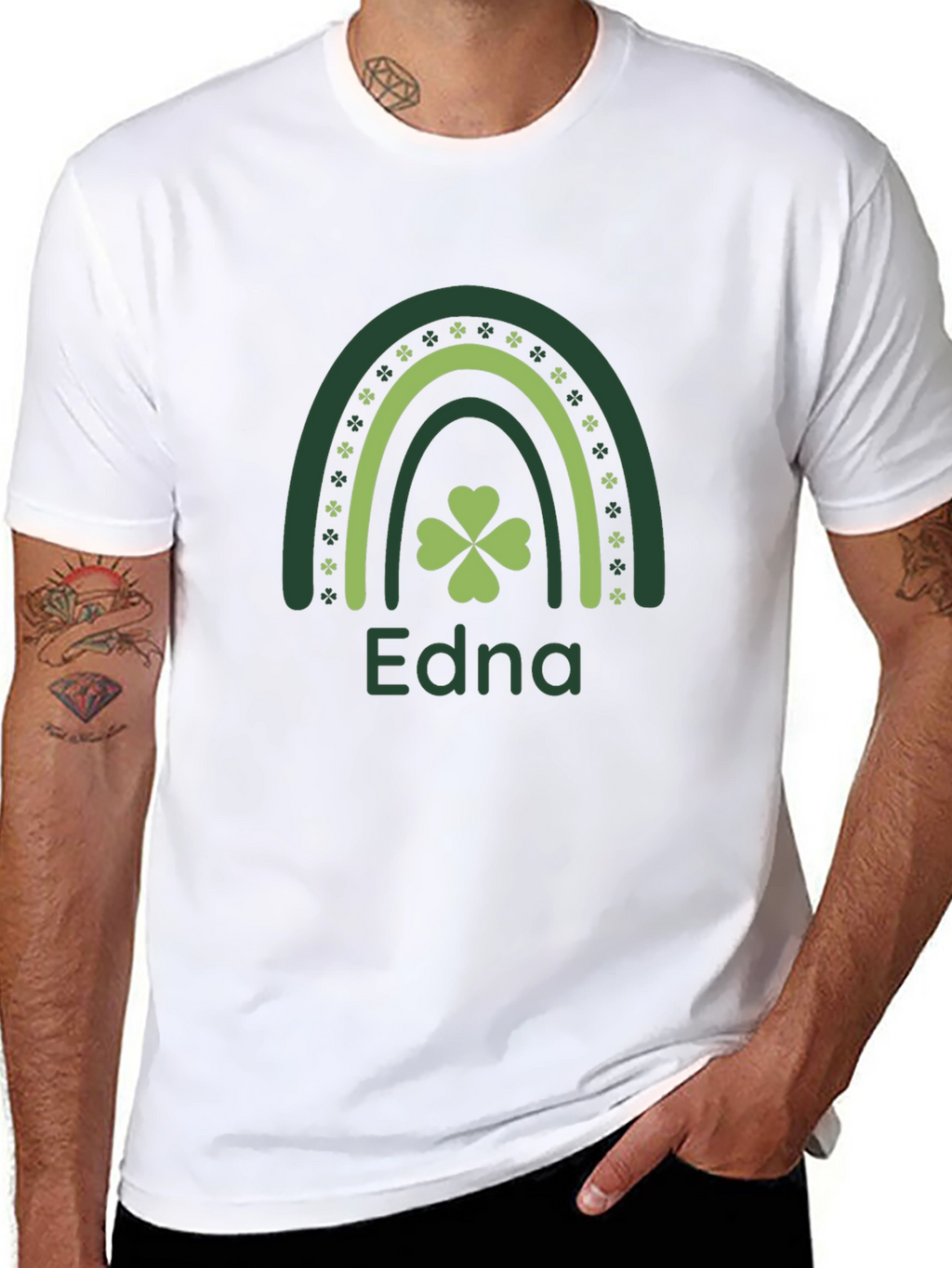 St. Patricks Day Edna Rainbow Clover T-Shirt