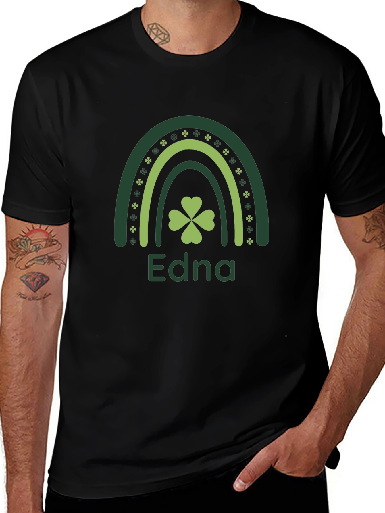St. Patricks Day Edna Rainbow Clover T-Shirt