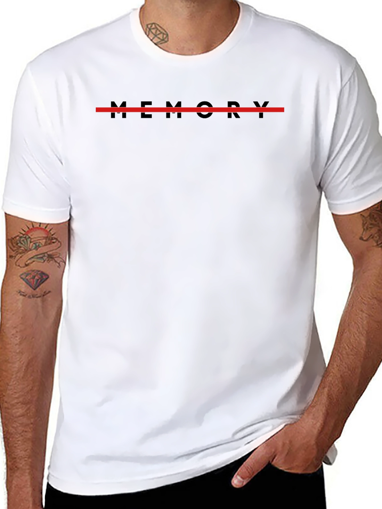 Memory Black T-Shirt with Red Line Graphic