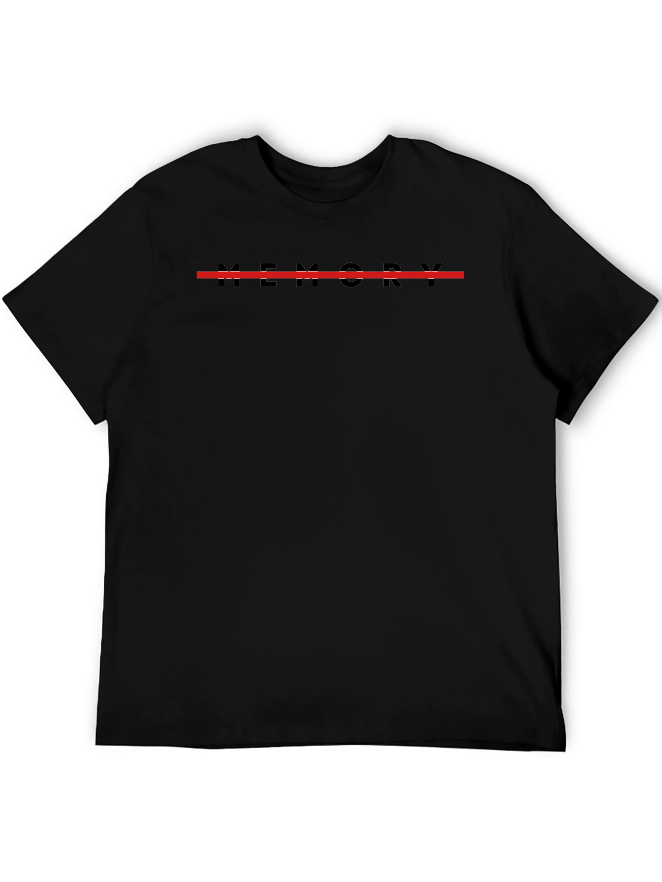 Memory Black T-Shirt with Red Line Graphic