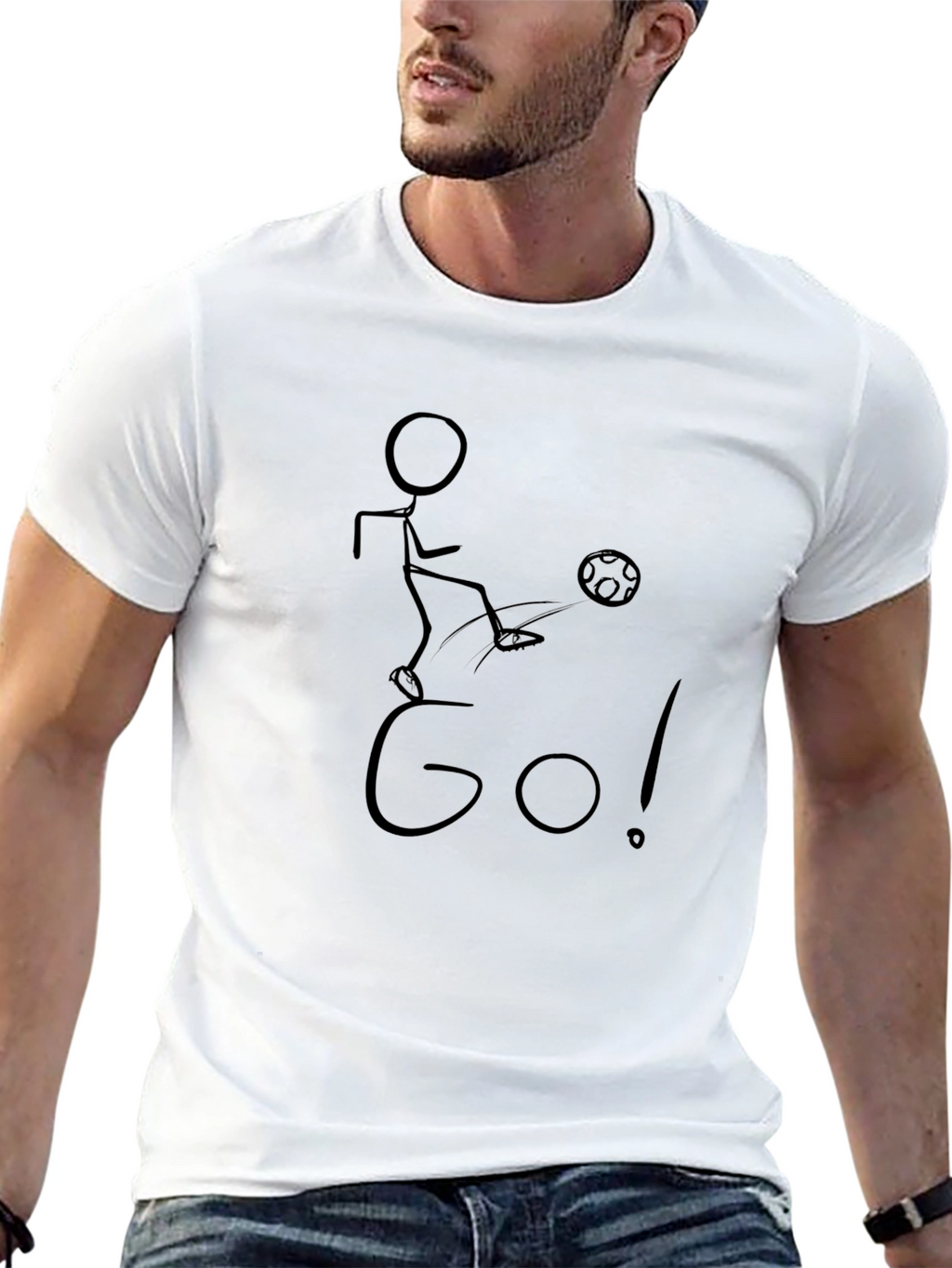 Stick Figure Soccer Go! Black T-Shirt