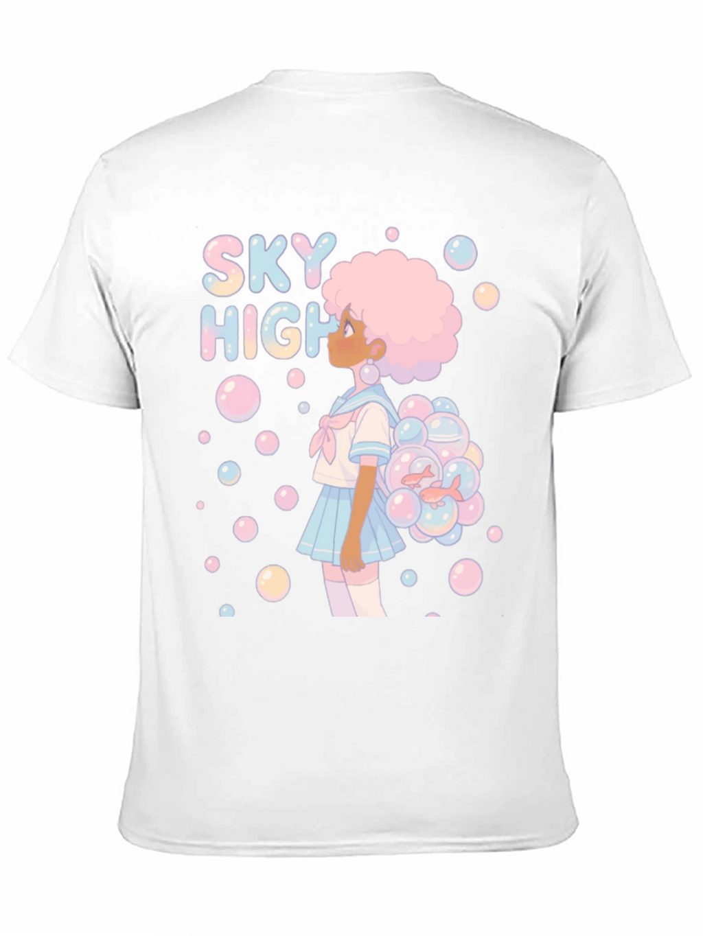 Sky High Bubble Girl Graphic Tee - Black Cotton