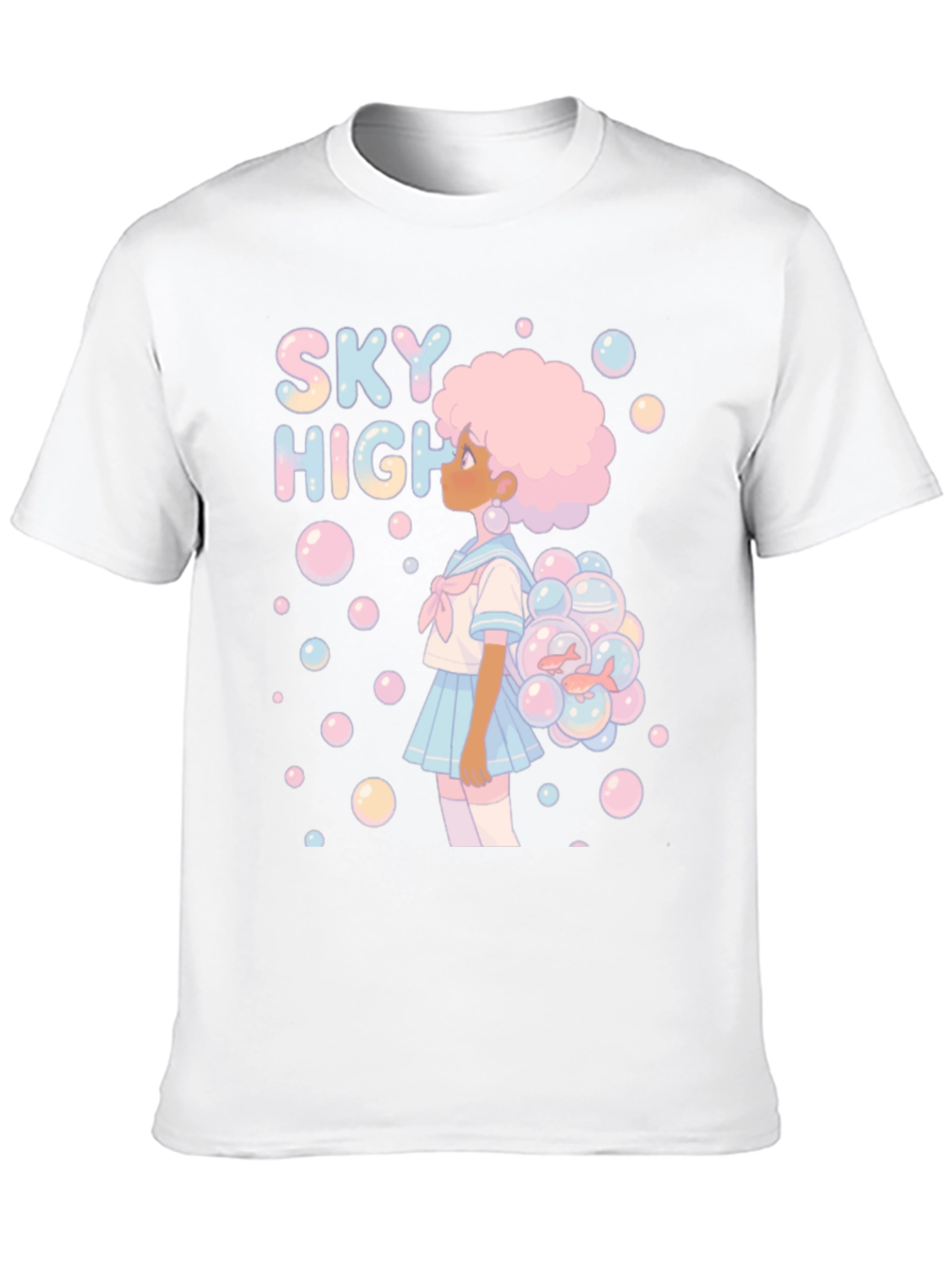 Sky High Bubble Girl Graphic Tee - Black Cotton