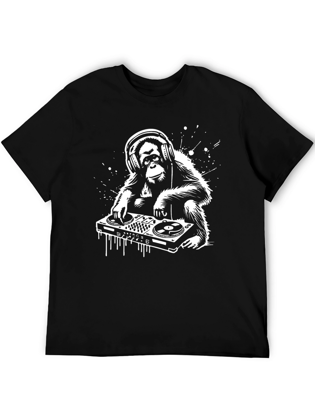 DJ Monkey Graphic Tee - Cool Black T-Shirt