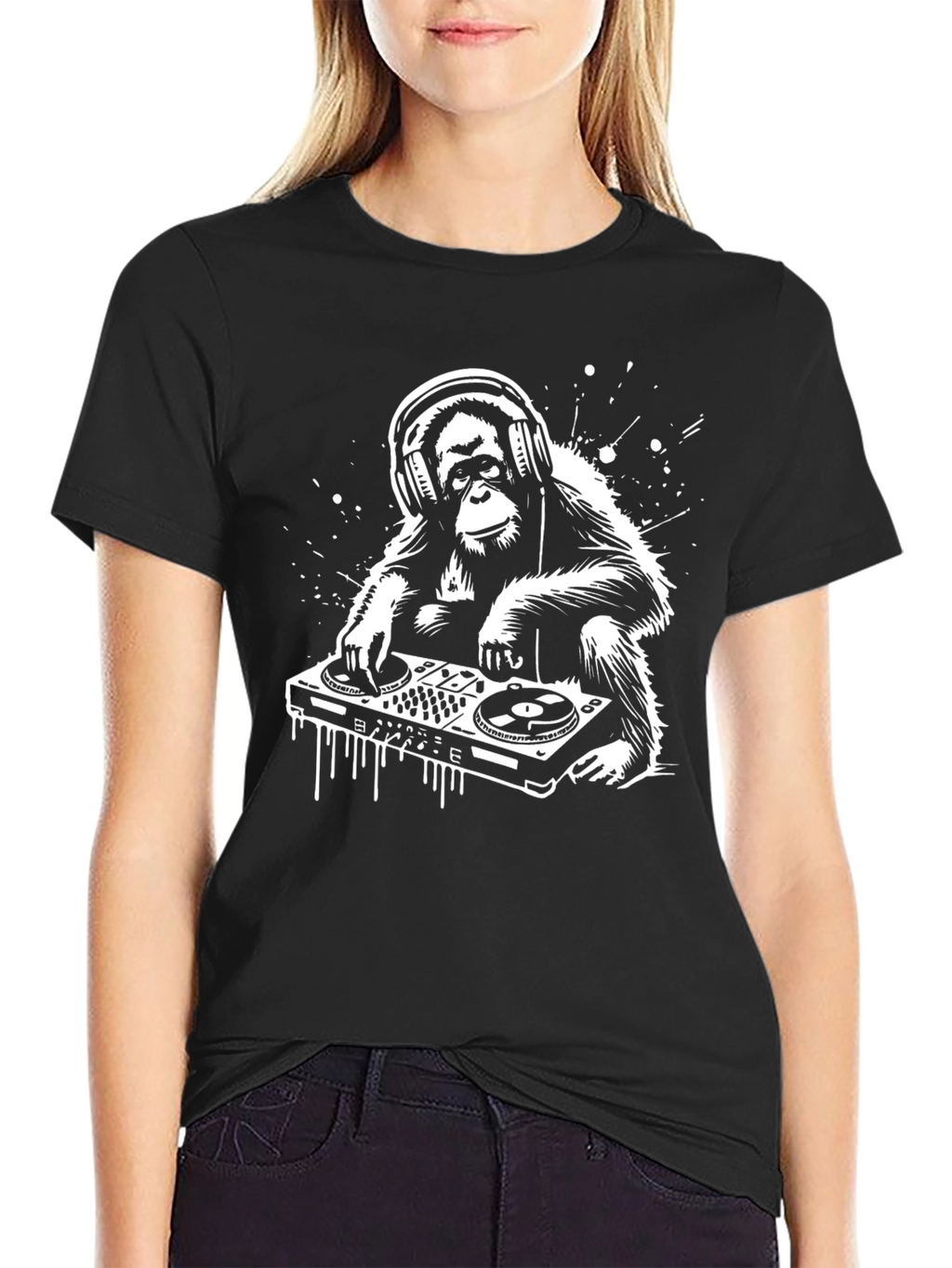 DJ Monkey Graphic Tee - Cool Black T-Shirt