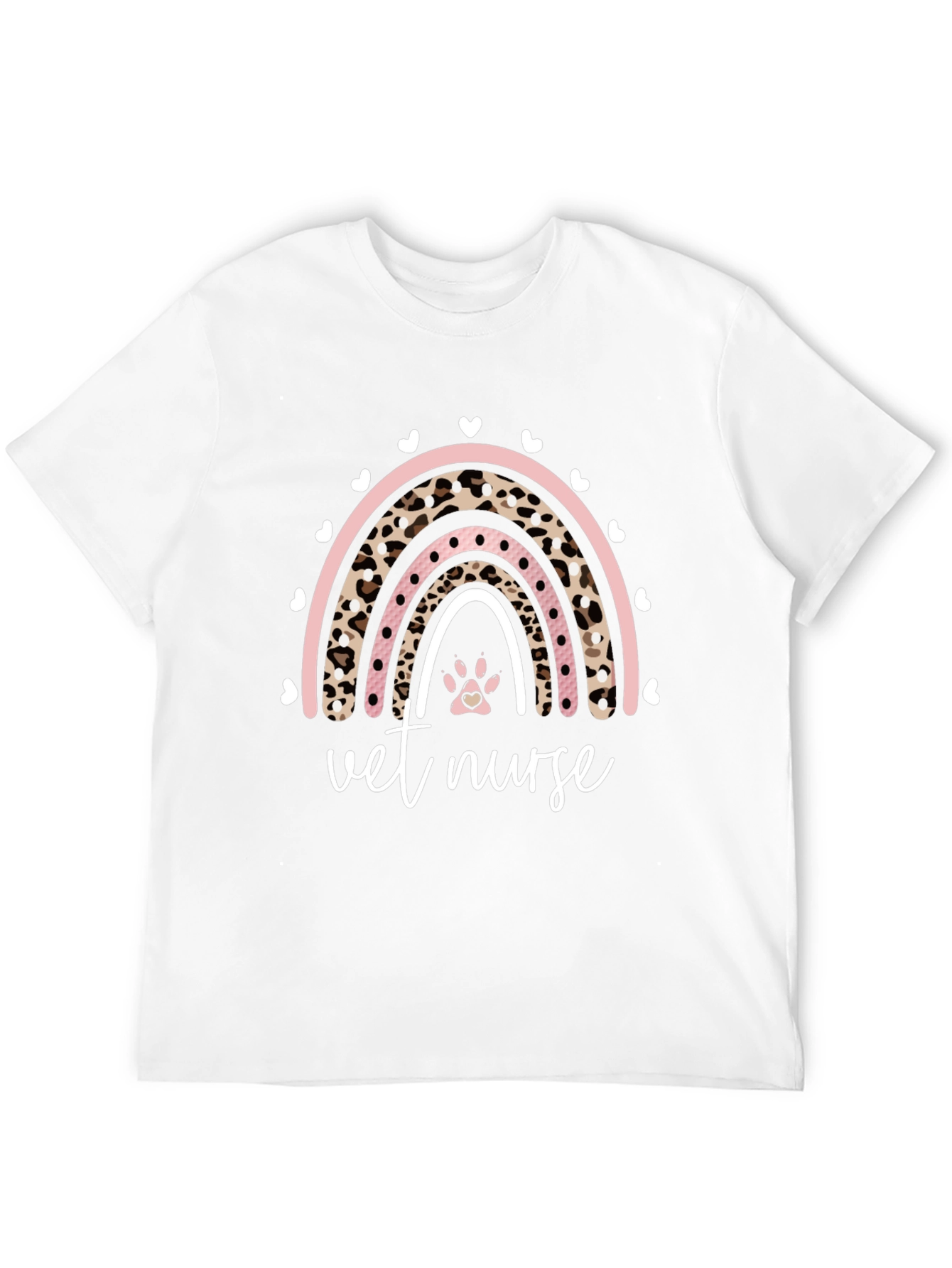 Vet Nurse Rainbow Paw Print Graphic Tee