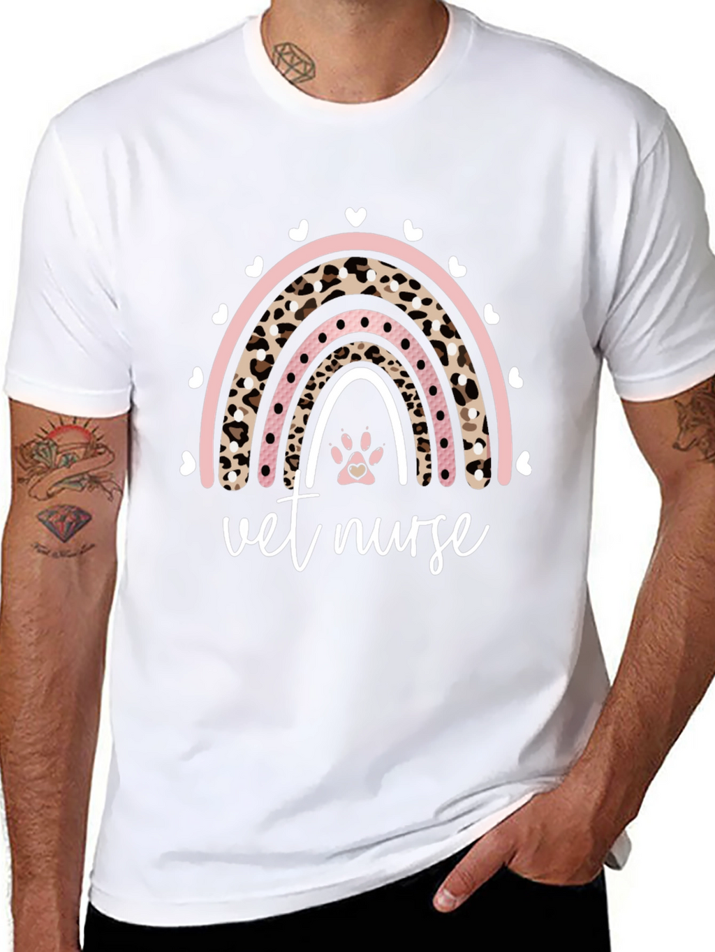 Vet Nurse Rainbow Paw Print Graphic Tee