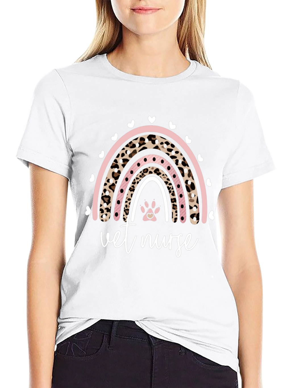 Vet Nurse Rainbow Paw Print Graphic Tee