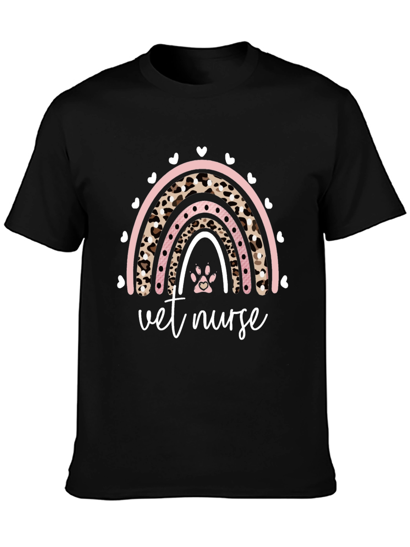 Vet Nurse Rainbow Paw Print Graphic Tee